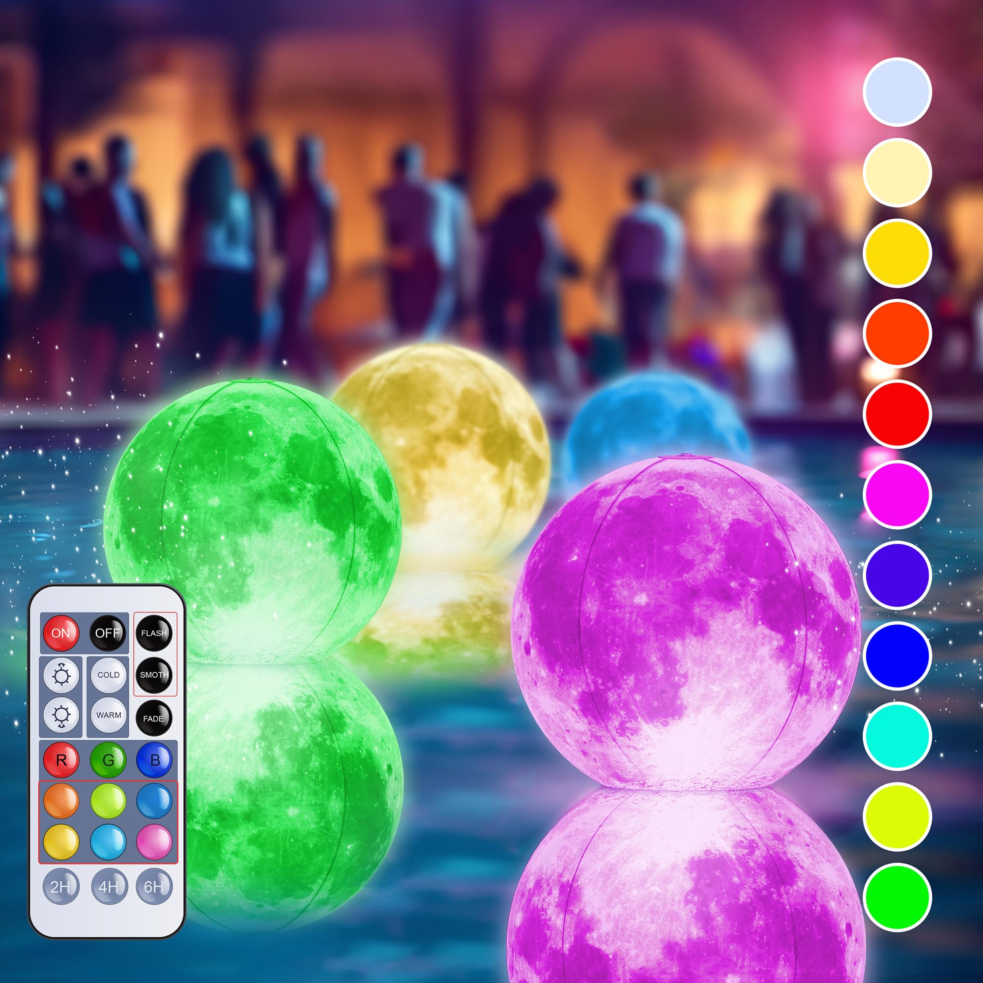 TIALLY Full Moon Floating Lights - Solar Powered Inflatable LED Ball Lights for Pool, Pond, Garden, Wedding & Party Decor - Waterproof Outdoor Lighting (4 Pack) - Perfect for Night Swimming, Backyard Parties & Romantic Ambiance