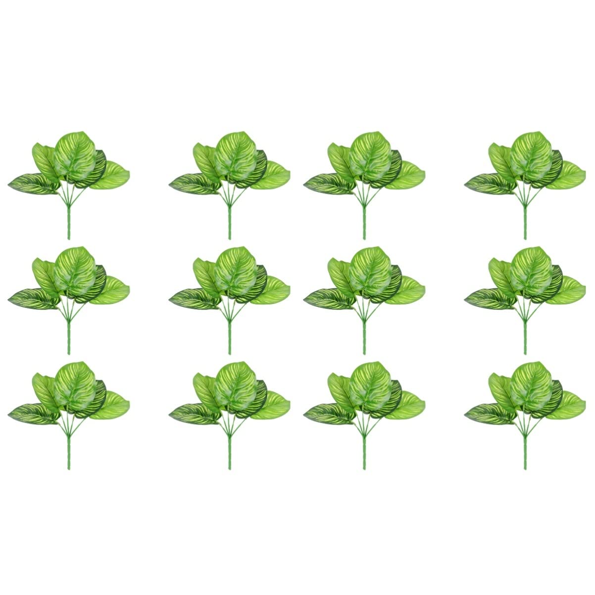 Yardwe 12 Pack Artificial Calathea Plants - Realistic Fake Potted Plants with Pinstripe Fiddle Leaf - Home Office Decor, Wedding Centerpieces, Shelf Display