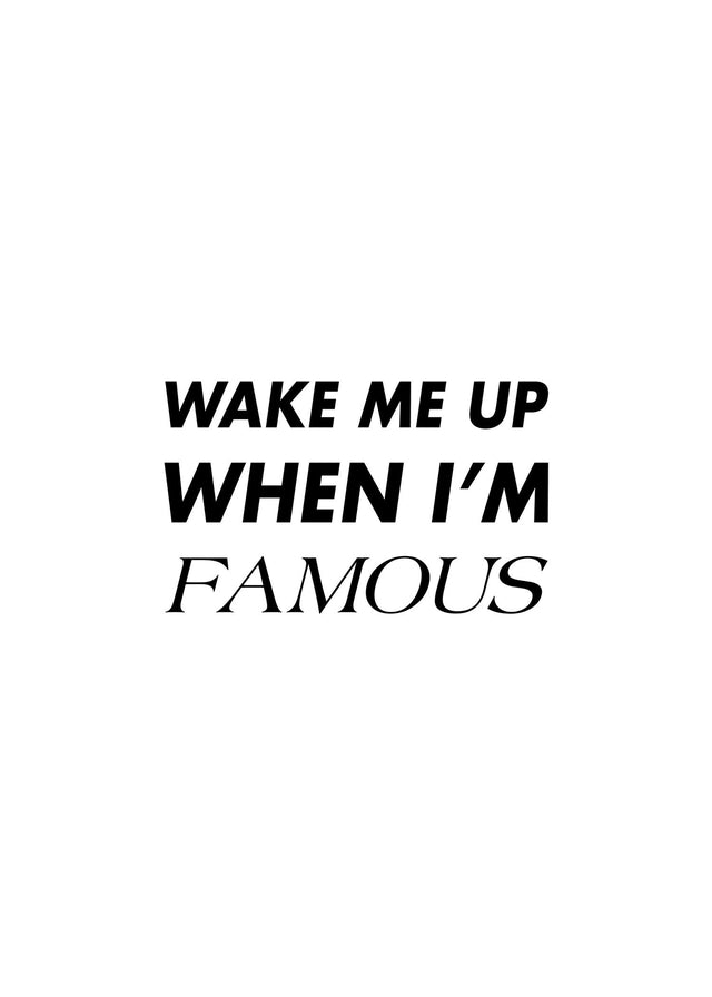 Wake Me Up When I'm Famous