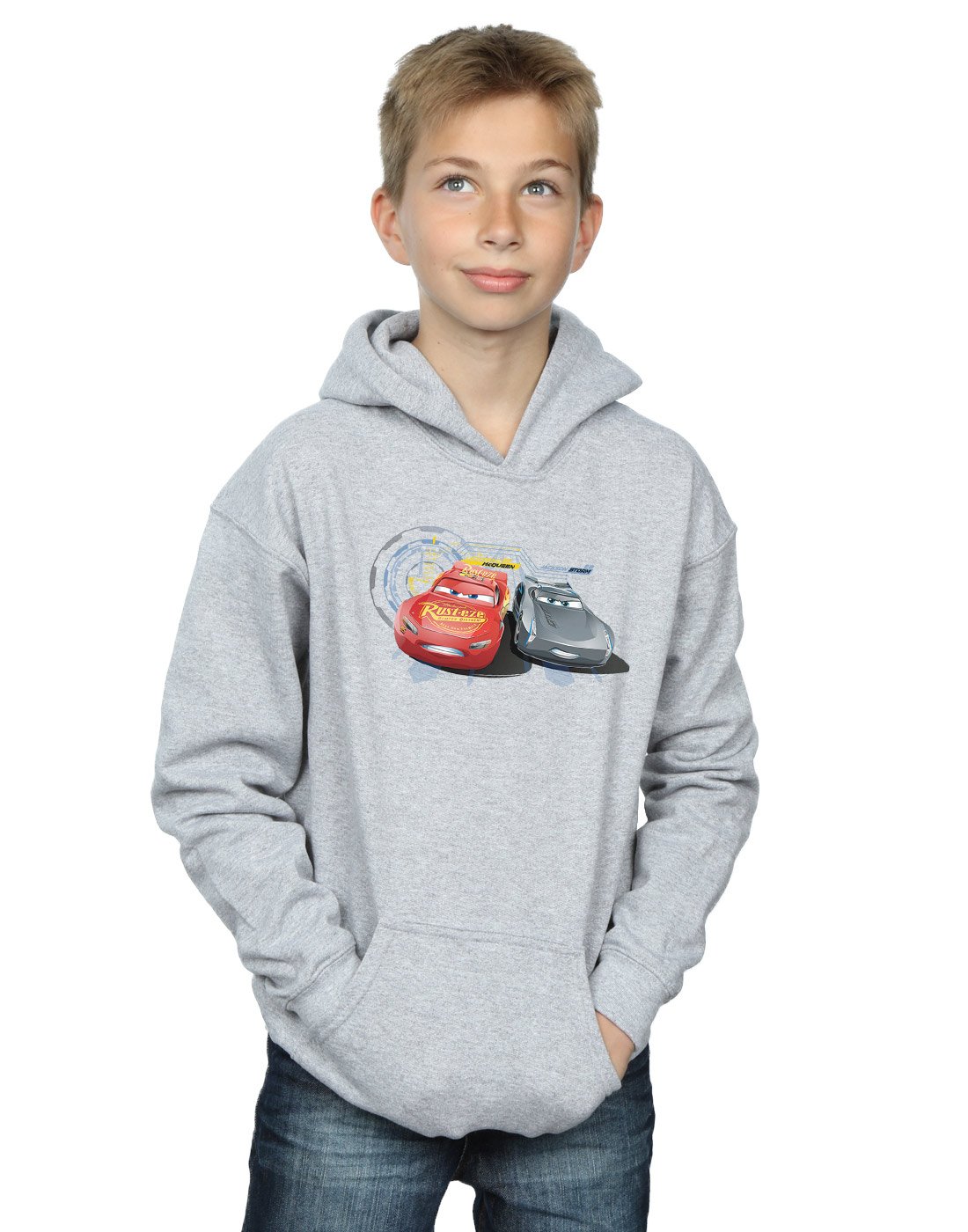 Disney Boys Cars Lightning McQueen vs Storm Hoodie - Sport Grey for Kids 5-6 Years | Cozy Pullover for Playdates, School & Outdoor Activities