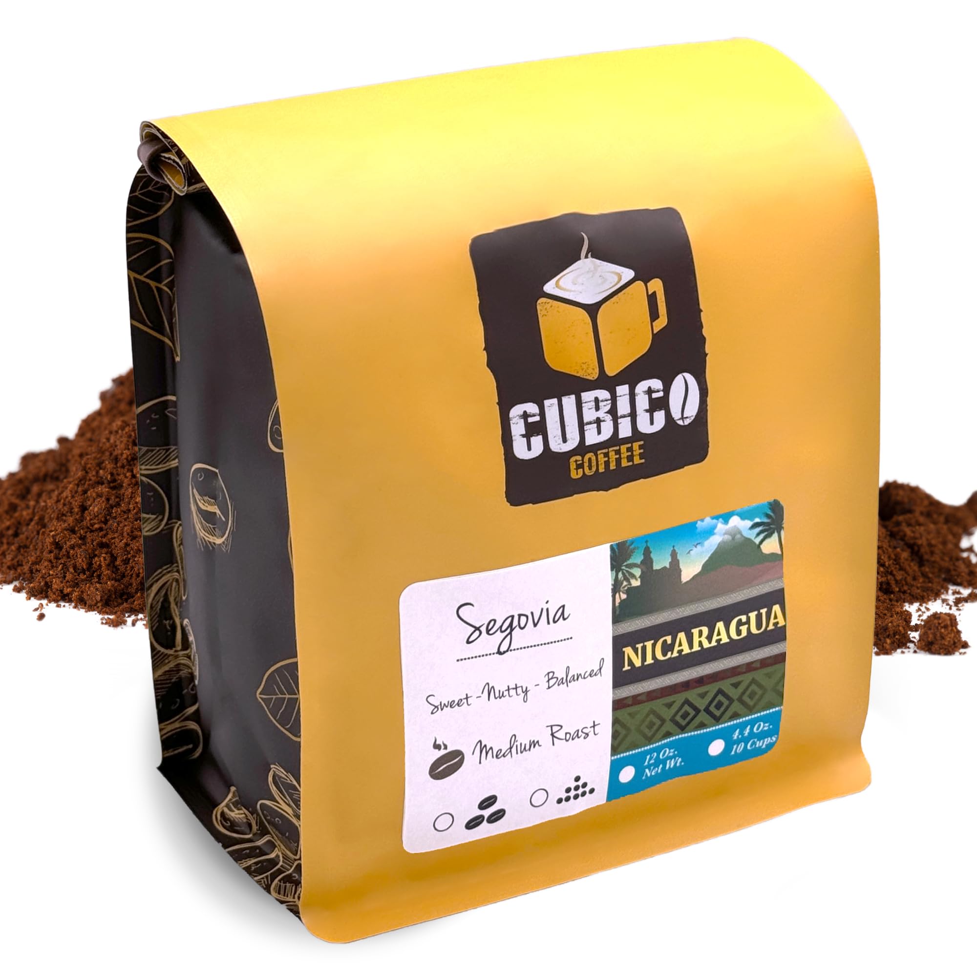 Premium Nicaragua Segovia Single Origin Ground Coffee - Fresh Roasted, 12 Ounce Bag | Rich & Smooth Flavor for Home Brewing, Office & Gifting | Cubico Coffee