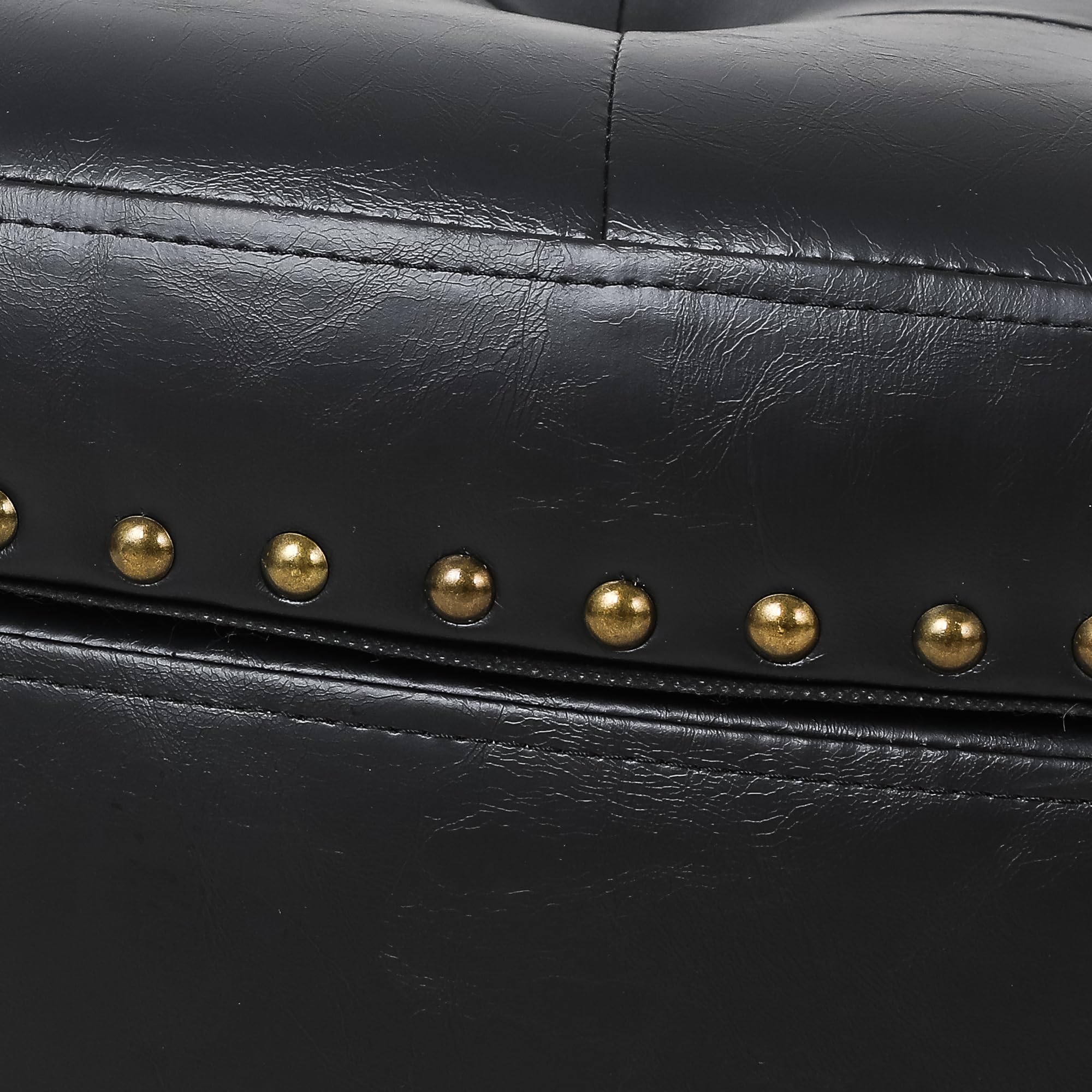 Joveco Storage Bench - PU Leather Half Moon Button Tufted Ottoman with Rivet Decor, Multi-Functional Coffee Table for Living Room, Bedroom & Entryway - Perfect for Extra Seating, Storage & Home Decor
