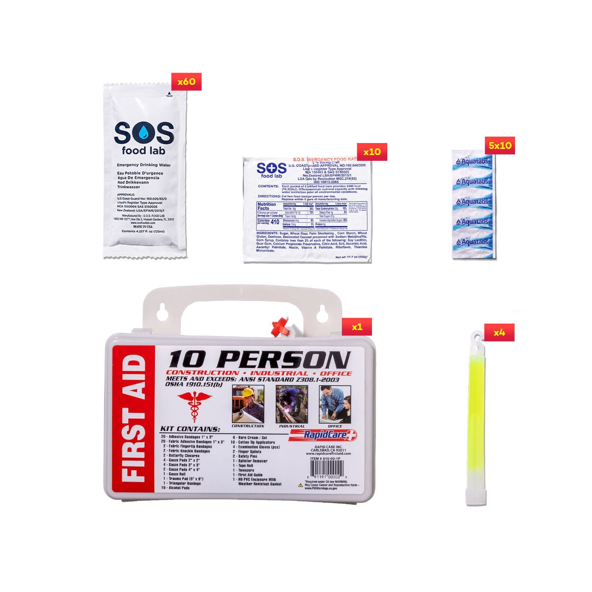 GSA 10-Person 5-Year Emergency Survival Kit - Disaster Preparedness Supplies for Home, Office & Outdoor Adventures