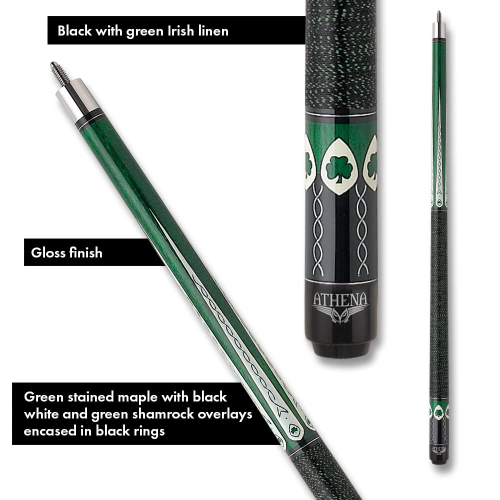 Athena ATH08 Shamrock Pool Cue - 21oz Premium Billiard Stick for Professional & Recreational Players | Perfect for Pool Halls, Game Rooms & Home Bars