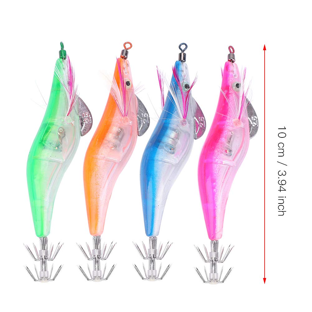 Alomejor 10cm Electric Fishing Lures - Glow in the Dark Bionic Shrimp Saltwater Squid Baits for Bass, Trout & Saltwater Fishing | Perfect for Night Fishing & Deep Sea Angling