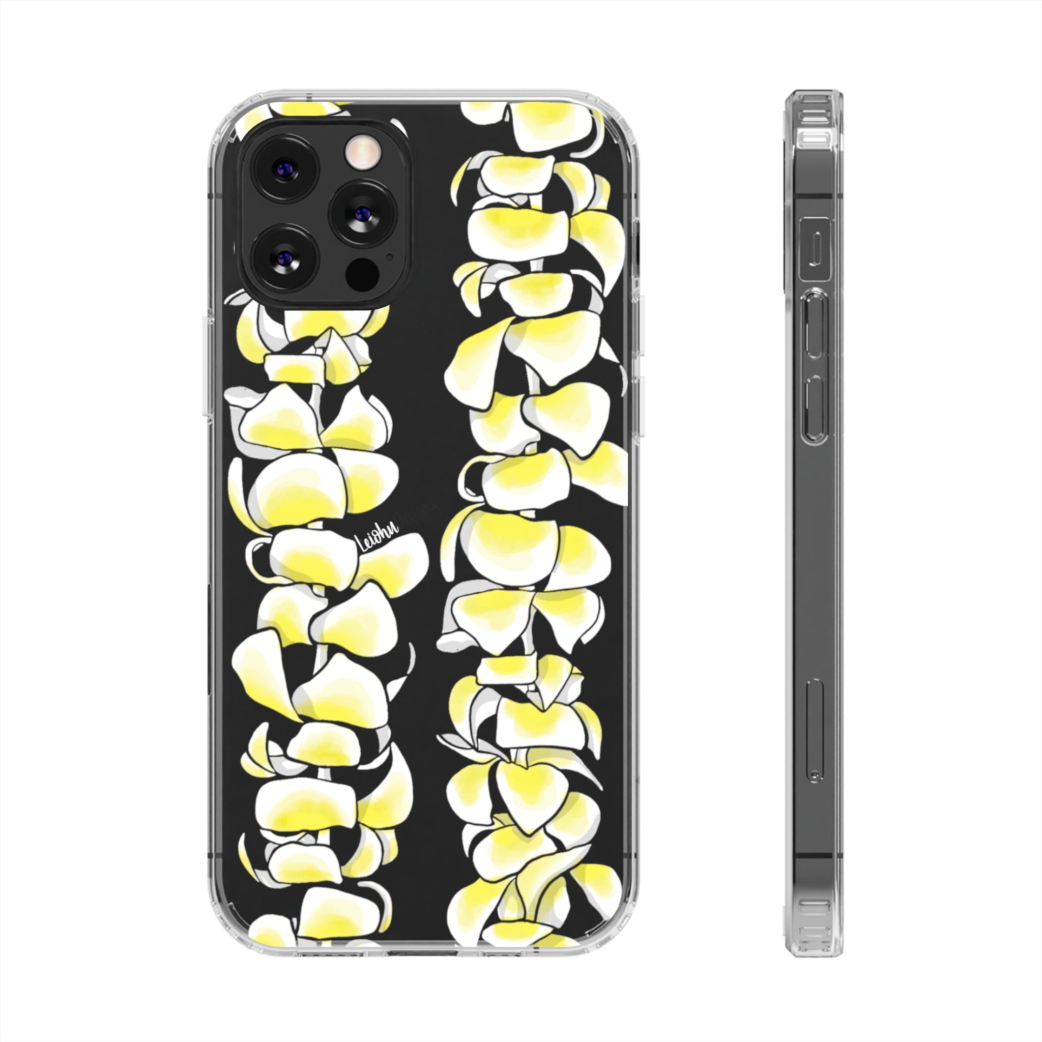 Hawaiian Plumeria Flower Lei Design Clear Phone Case - Durable Protective Cover for iPhone & Samsung - Perfect for Luau Parties, Beach Vacations & Summer Festivals