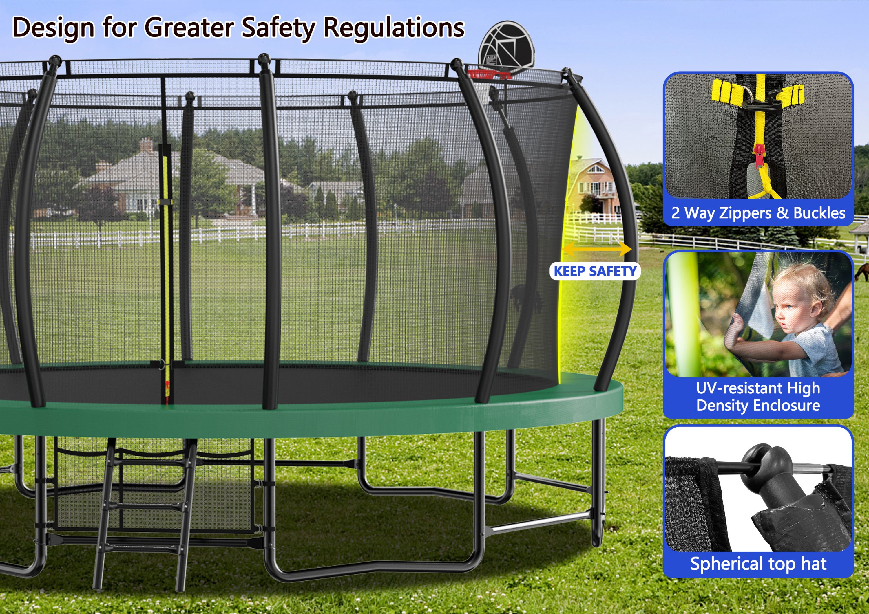 15FT Trampoline with Basketball Hoop - Heavy Duty Outdoor Trampoline with Safety Enclosure, Ladder, Shoe Bag & Rust-Proof Galvanized Coating | Perfect for Backyard Fun, Kids Play, Exercise & Family Recreation