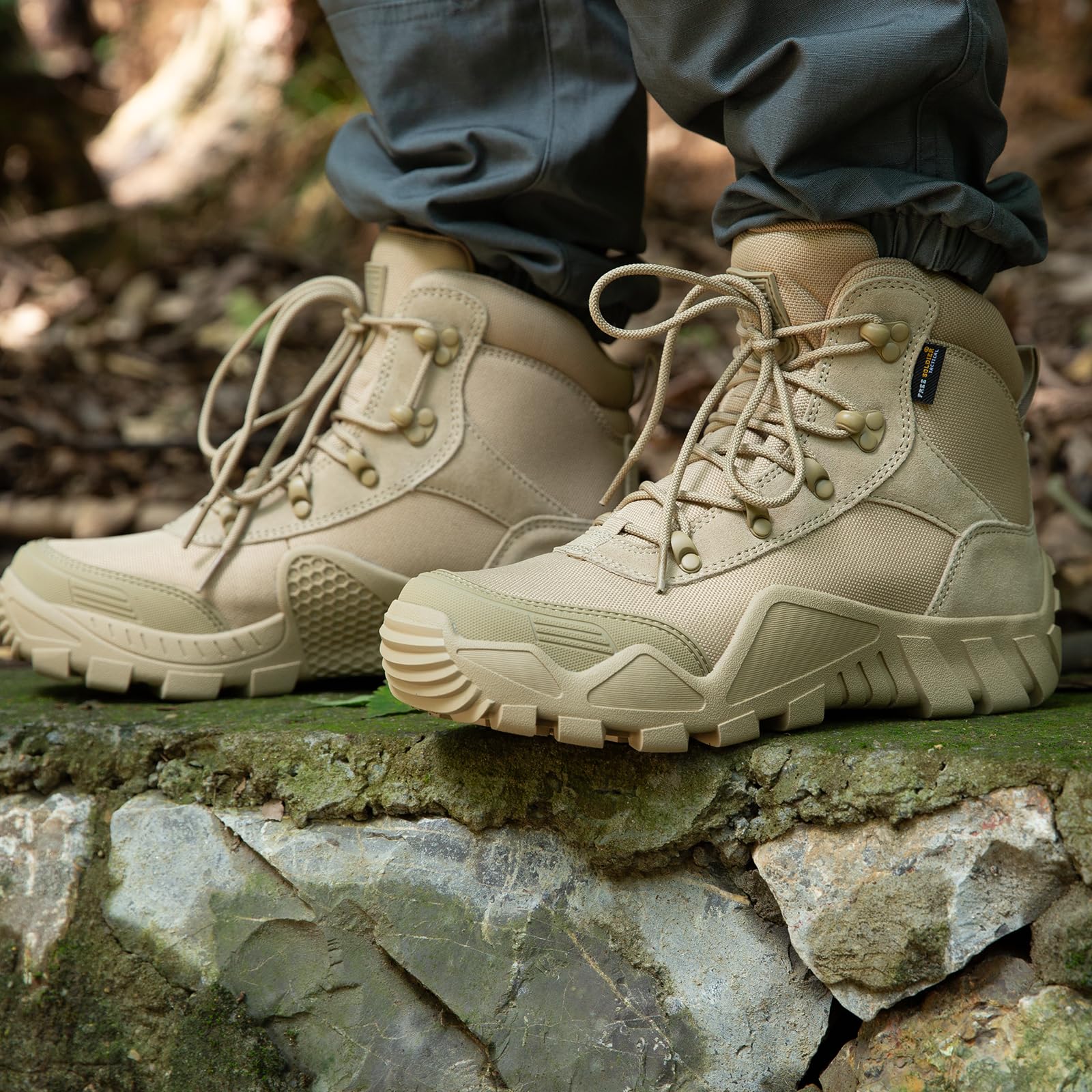 FREE SOLDIER Men's Waterproof Hiking Boots - Tactical Military Work Boots for Outdoor Adventures, Lightweight & Durable for Camping, Hunting, and Hiking