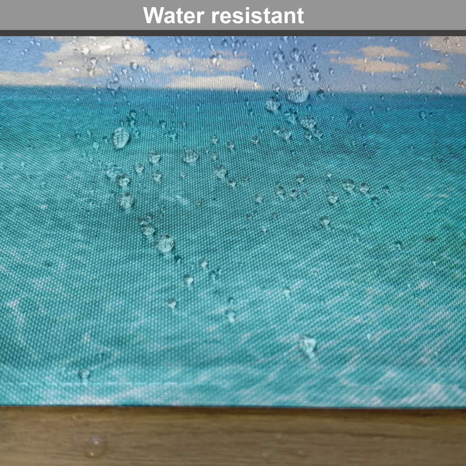 Ambesonne Ocean Placemats Set of 4 - Tropical Island Seascape with Dreamy Skyline & Crystal Water, Washable Fabric Table Mats for Dining Room & Kitchen Decor in Turquoise Aqua - Perfect for Beach-Themed Parties & Coastal Home Decor
