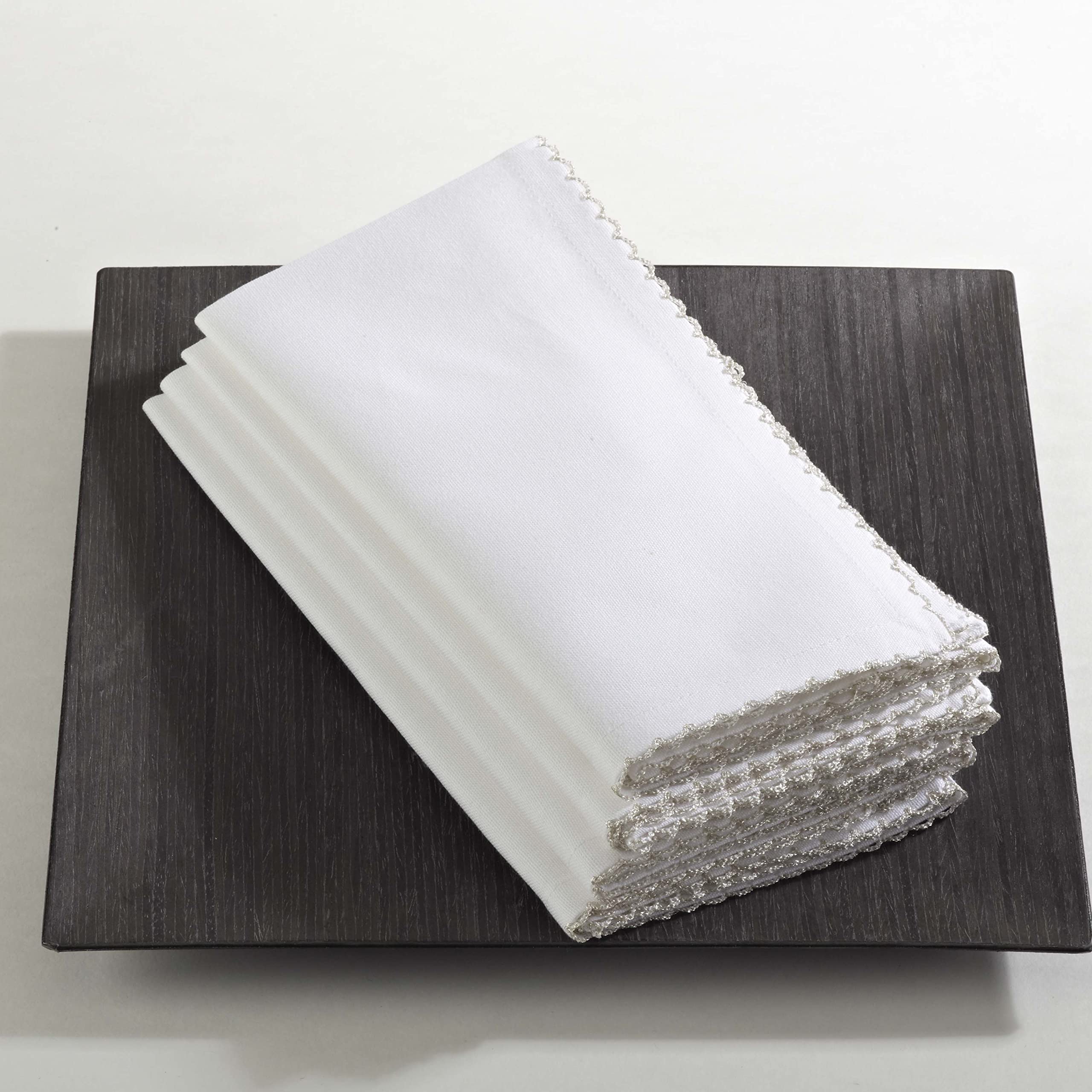 Premium Whip Stitched Cotton Table Napkins Set of 4 - Elegant Dinner Napkins for Formal Dining, Parties & Holiday Gatherings