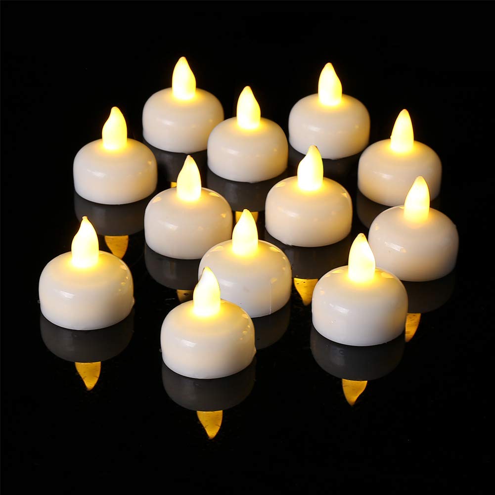 24 Pack Waterproof LED Floating Tealights - Flameless Candles for Wedding, Pool & Spa Decor