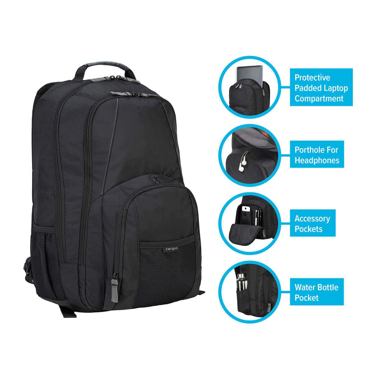 17 Groove Backpack - Lightweight Laptop Backpack for Men & Women, Water-Resistant Travel Backpack with USB Charging Port - Perfect for School, Work, Hiking & Daily Commute