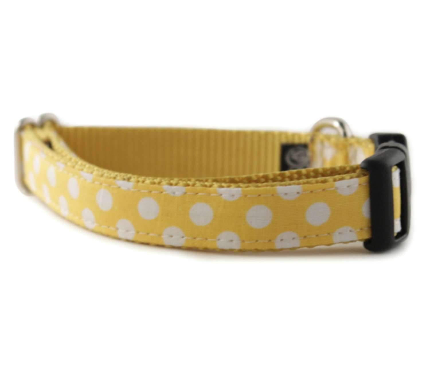 Polka Dot Dog Collar - Yellow & White for Stylish Pets - Outdoor & Indoor Use