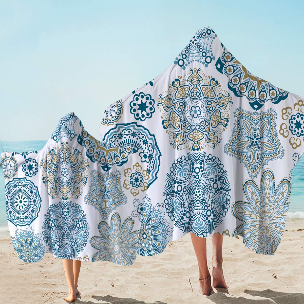 **Sleepwish Floral Seamless Hooded Beach Towel Set - 2 Pack Soft Absorbent Square Flowers Bath Towel with Hood for Women & Kids - Perfect for Pool, Beach, Spa & Bathroom**