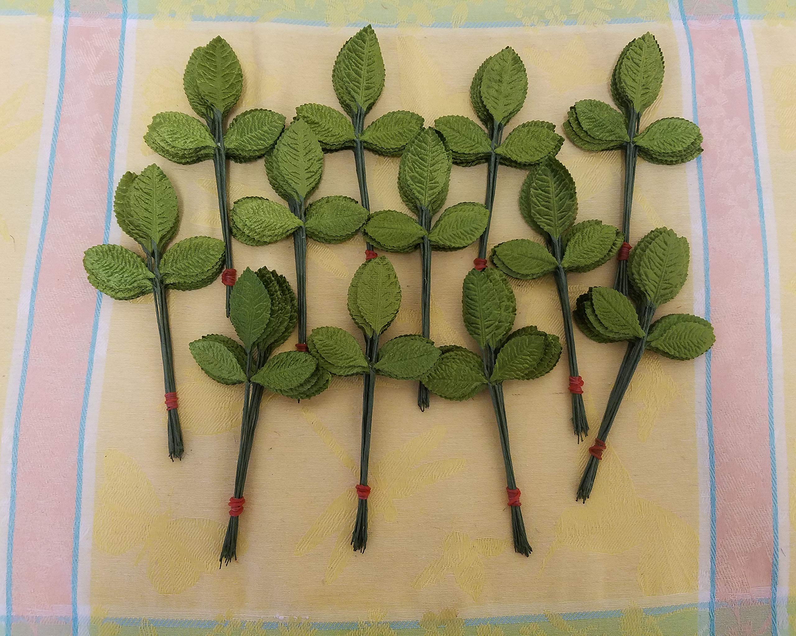 Green Velvet Leaf Artificial Millinery Leaves on Wire Stem (Pack of 144) - Perfect for DIY Floral Arrangements, Wedding Decor, and Craft Projects