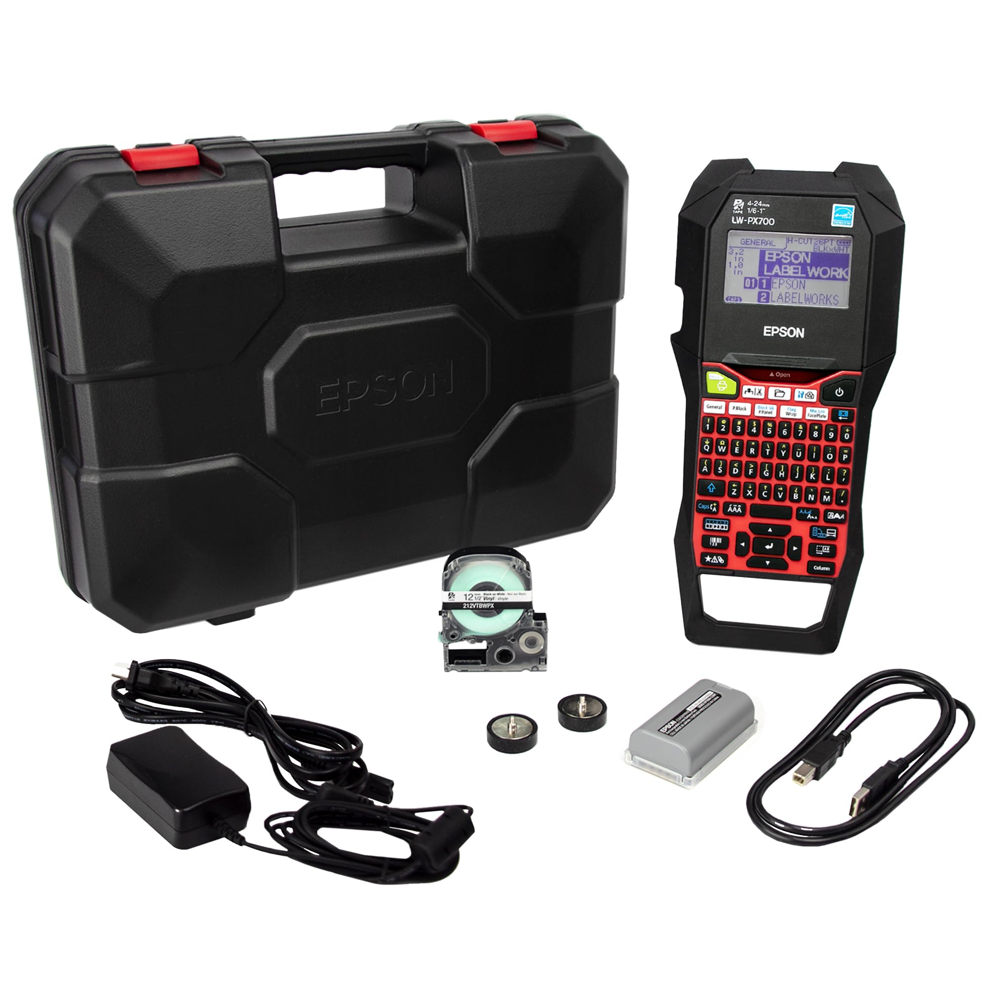 Epson LW-PX700PCD Industrial Label Maker Kit with Accessories - Portable Handheld Label Printer for Warehouse, Office & Retail | Compatible with Multiple Tape Types | Barcode & Shipping Label Printing Solution