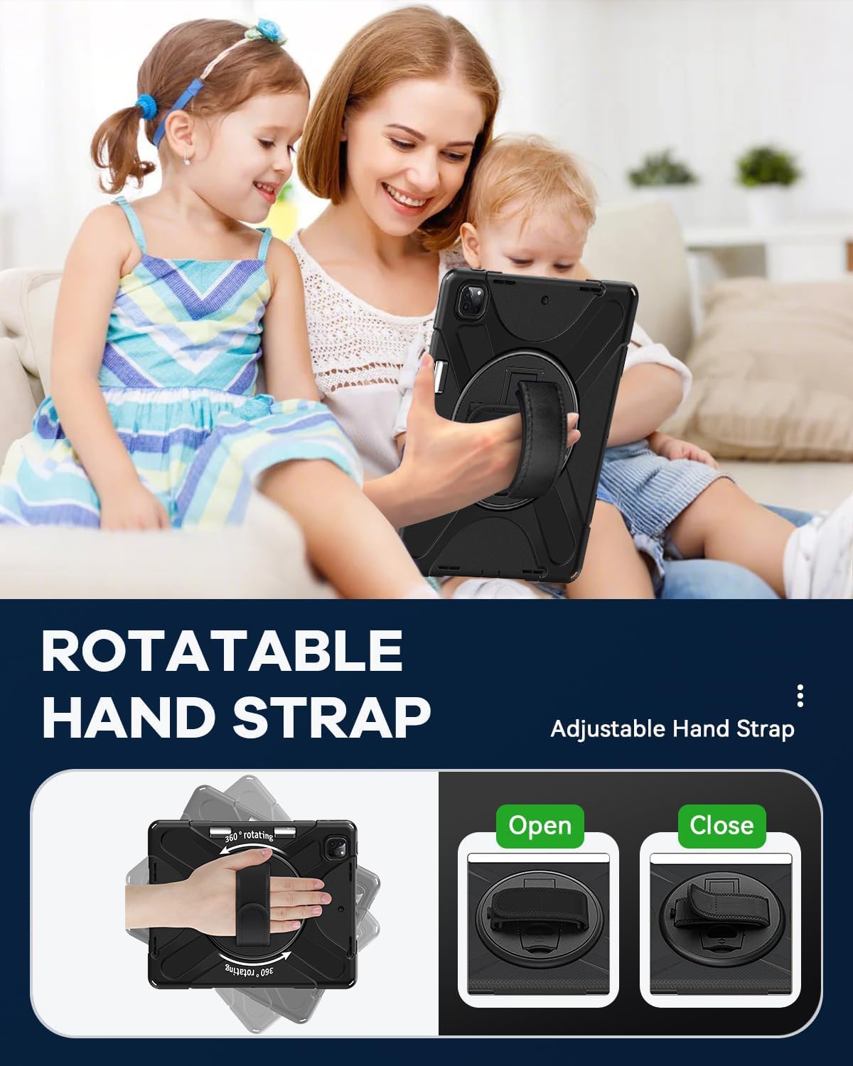 DreamerX 360° Rotating Stand Case for iPad Air 13 Inch (2024/2025) & iPad Pro 12.9