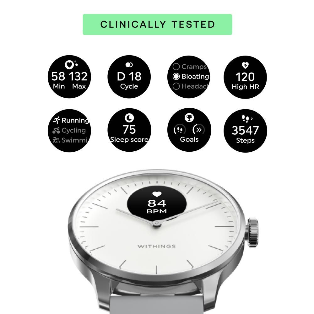 Withings ScanWatch Light (37mm) - Smart Hybrid Watch with Heart Rate Monitor, Sleep Tracking & Activity Tracker - Perfect for Fitness Enthusiasts & Health-Conscious Users