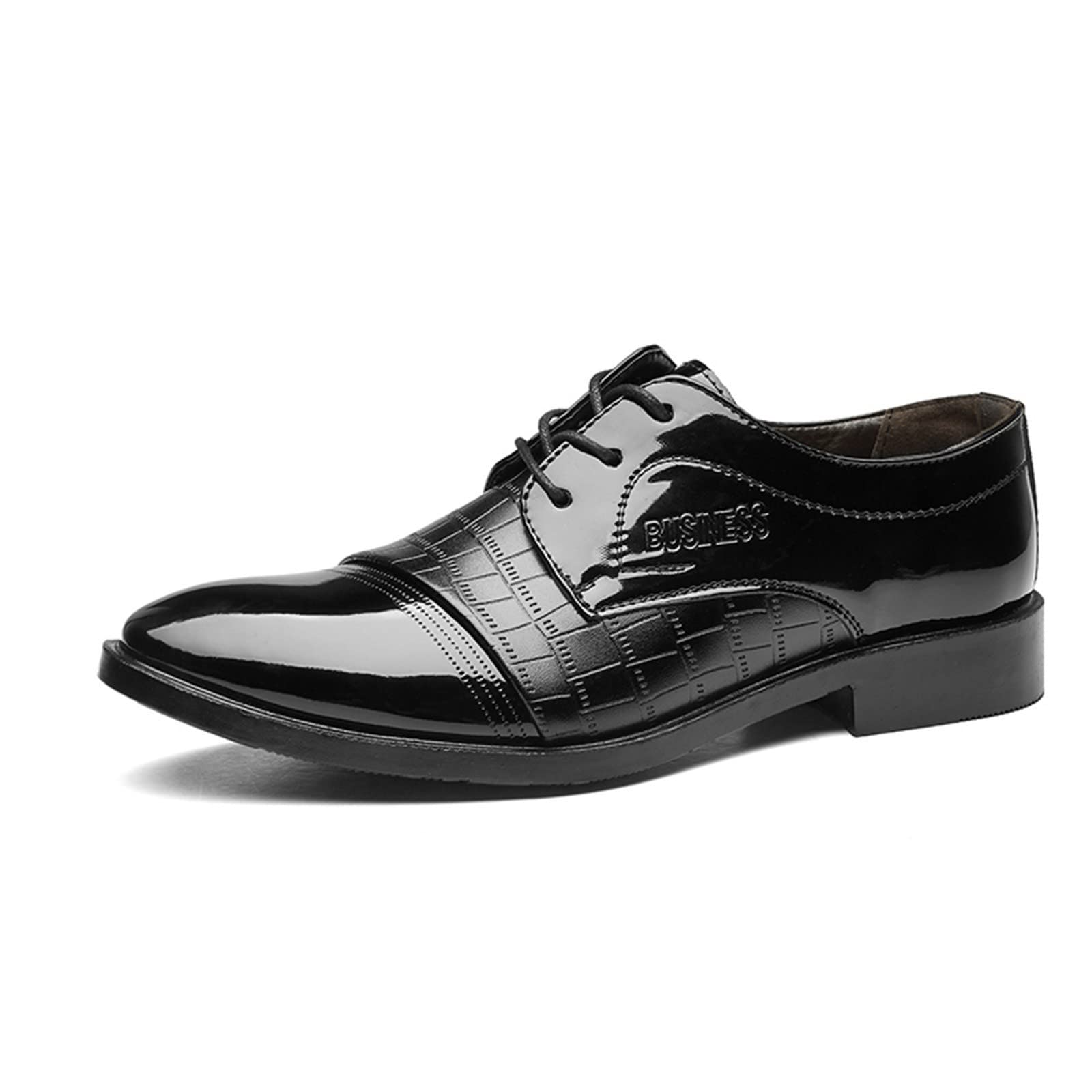 **Men's Genuine Leather Casual Shoes - Low Heel Pointed Toe Lace-Up Dress Shoes for Men Size 10.5 | Perfect for Office, Business, and Formal Occasions**