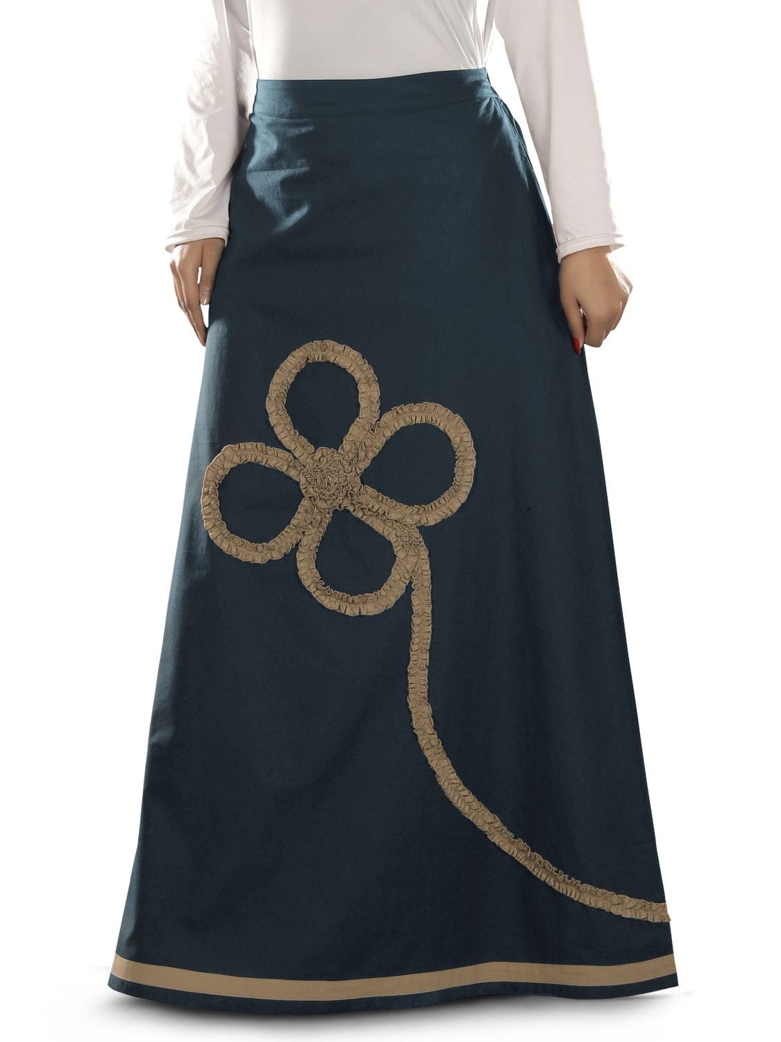 Navy Blue Skirt for Women - Elegant A-Line Midi Skirt with Pockets - Perfect for Office, Casual Wear & Special Occasions