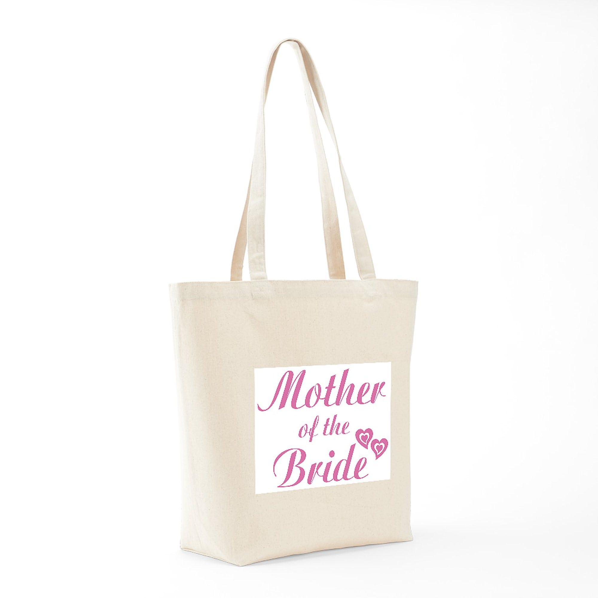 Pink Mother of the Bride Tote Bag - Natural Canvas Reusable Shopping Bag for Weddings, Bridal Showers & Special Occasions