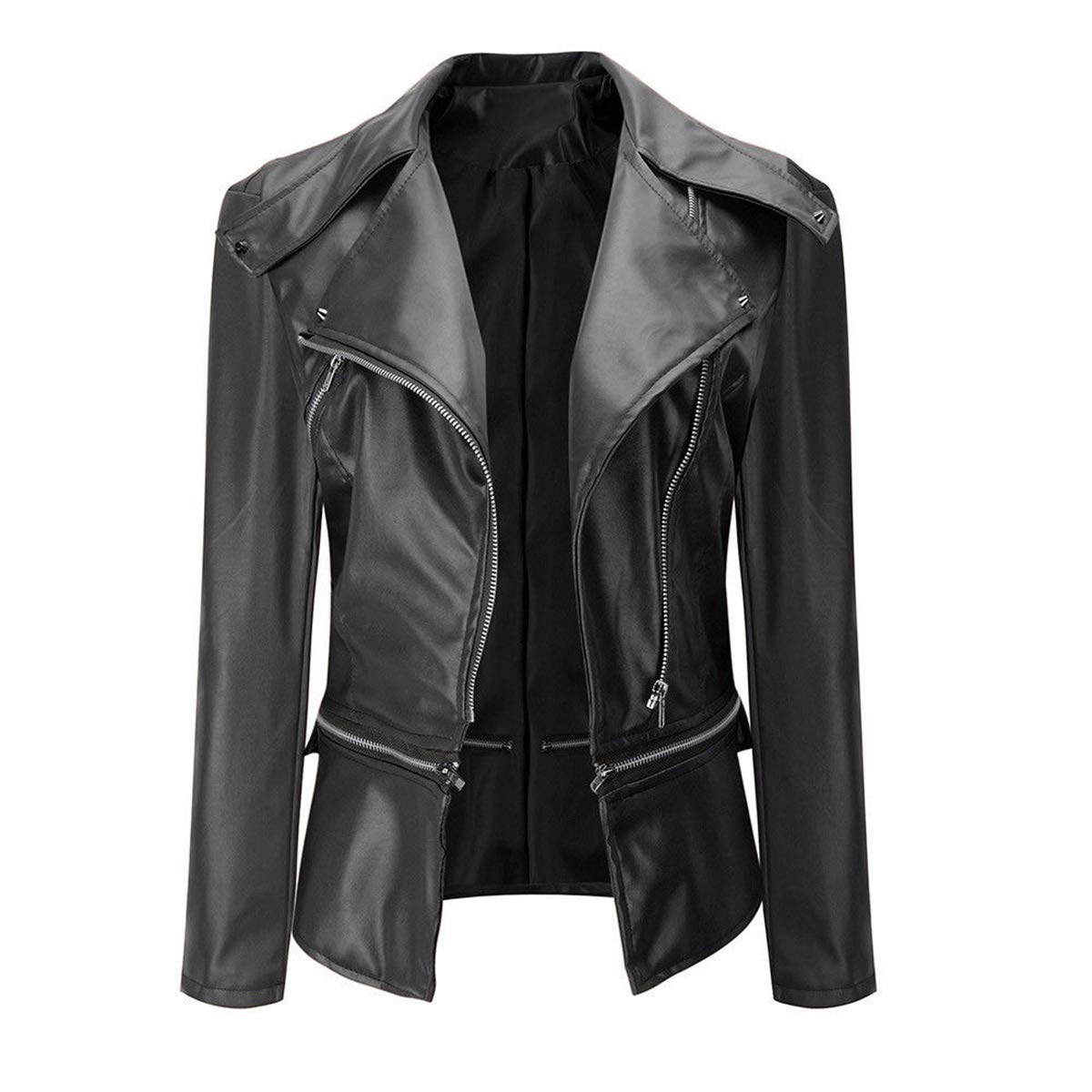 Spazeup Women's Faux Leather Jacket - Stylish Black Vegan Leather Jacket for Women | Perfect for Casual Outings, Nightlife & Fashion Events