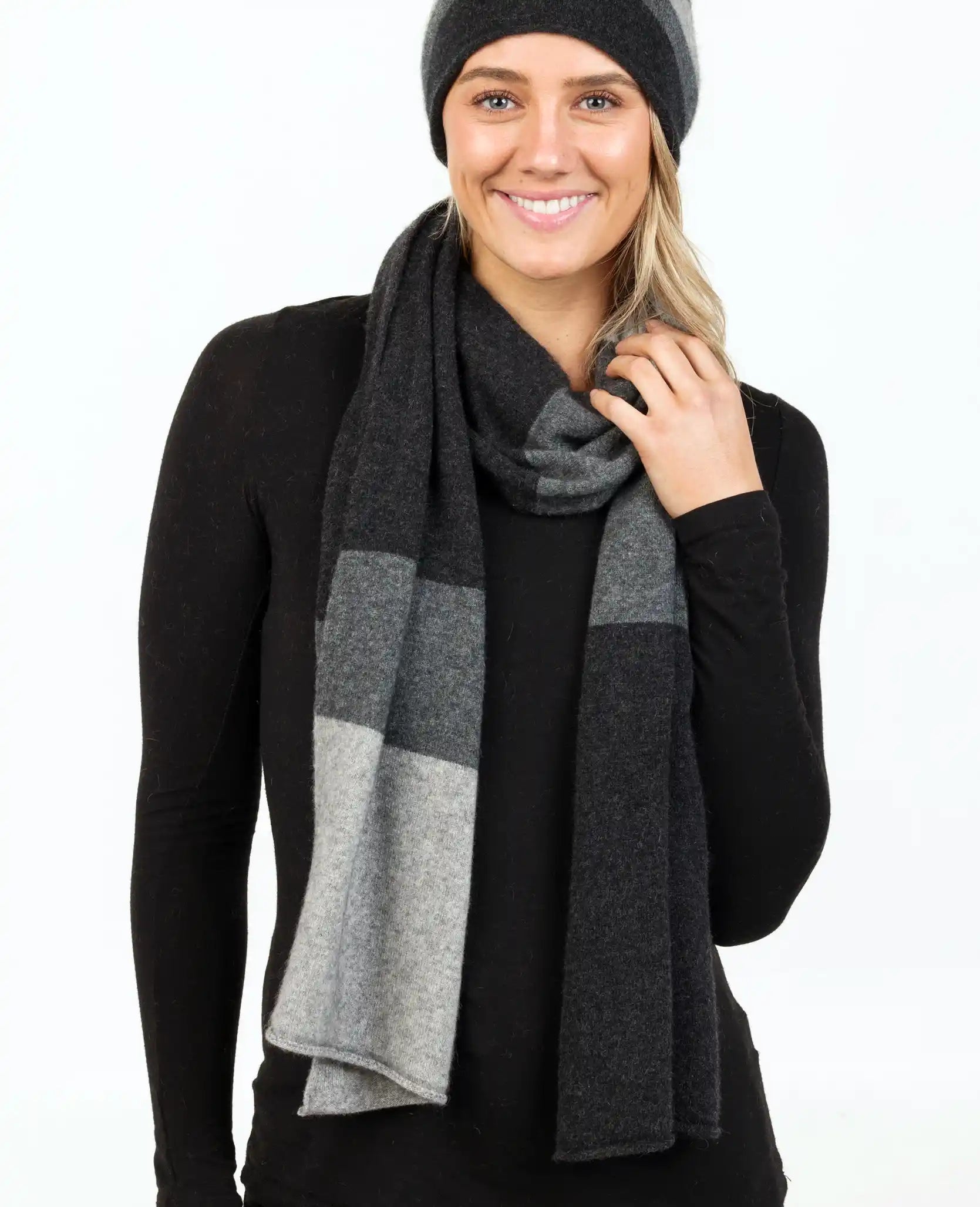 NX824 Charcoal Stripe Travel Scarf - Lightweight & Versatile Fashion Accessory for Women | Perfect for Airplane, Office & Winter Outfits