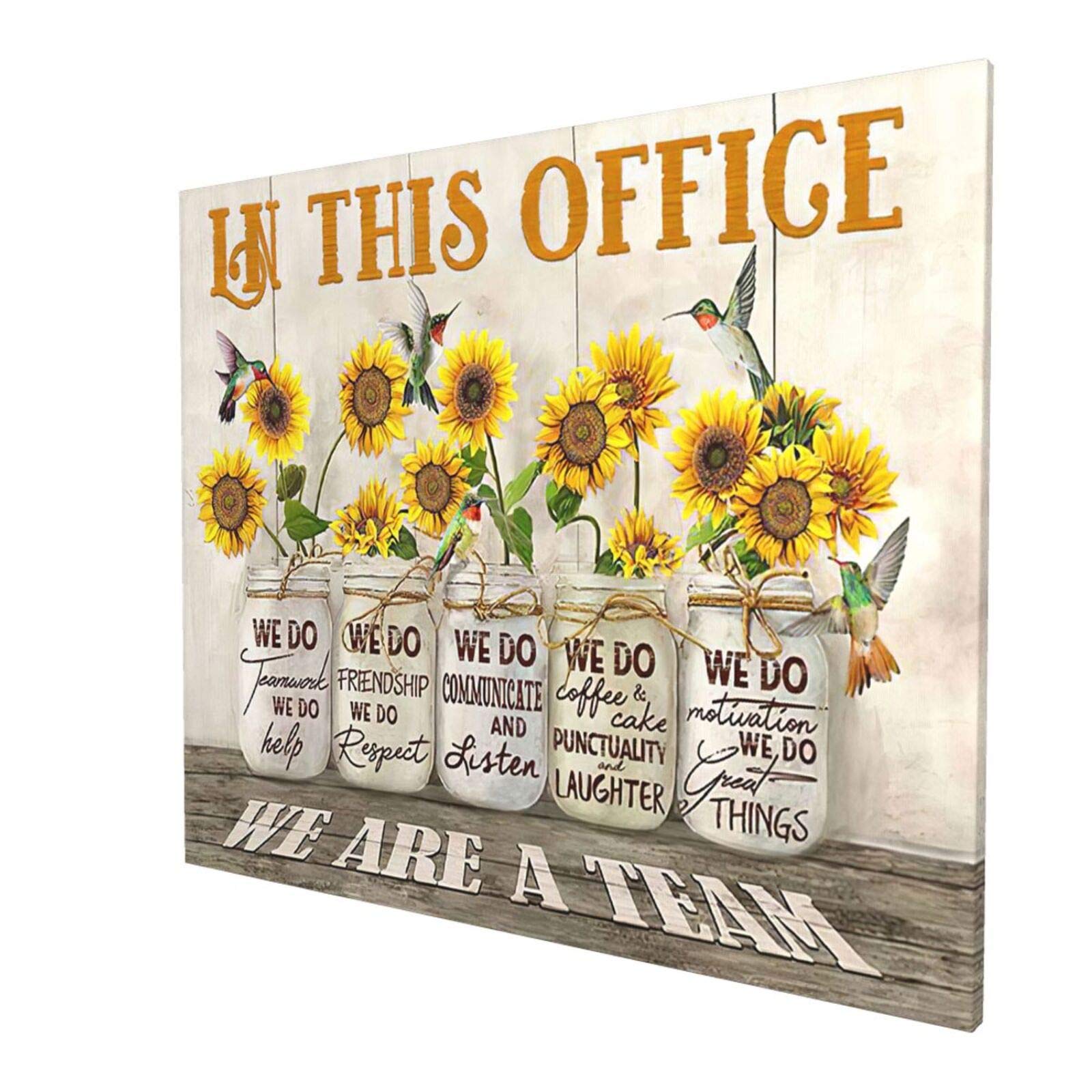 Inspirational Wall Art for Office & Home - Motivational Quotes Canvas Print - 'We Are A Team' Sunflower Decor - Modern Office & Living Room Wall Decor - 20x24 Inches - Perfect for Workspaces, Bedrooms & Gifts
