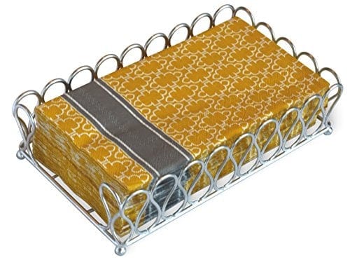 Silver Ribbon Guest Towel & Banquet Napkin Holder - Elegant Table Decor for Weddings, Parties & Home Entertaining