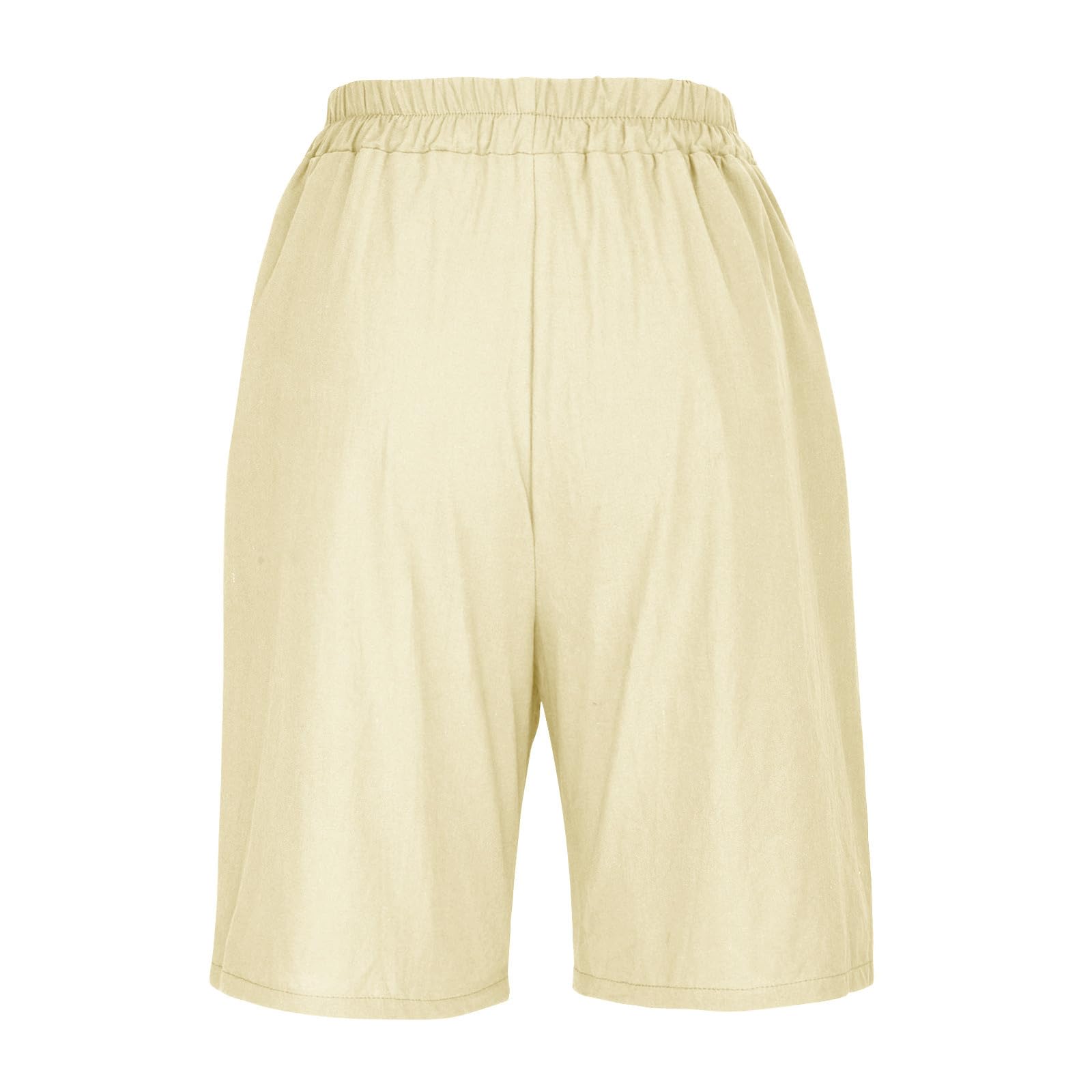 Women's High Waisted Linen Shorts - Casual Summer Beach Shorts with Elastic Waist & Pockets - Lightweight Comfortable Shorts in Beige (XX-Large) - Perfect for Vacation, Travel, and Outdoor Activities