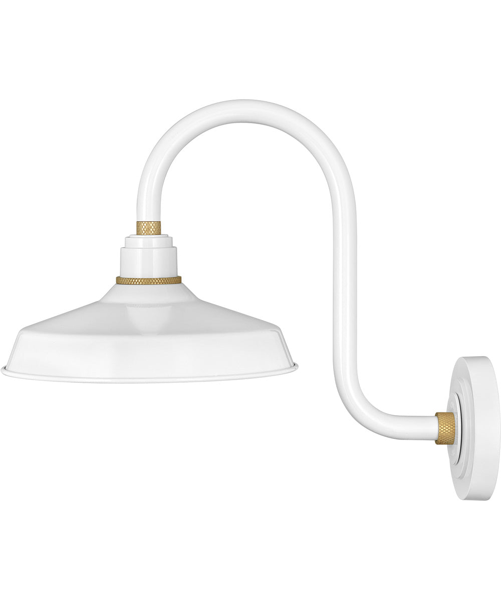 1 Light Small Tall Gooseneck Outdoor Barn Light in Gloss White - Vintage Style Wall Sconce for Porch, Garage, Shed & Farmhouse Exterior Lighting