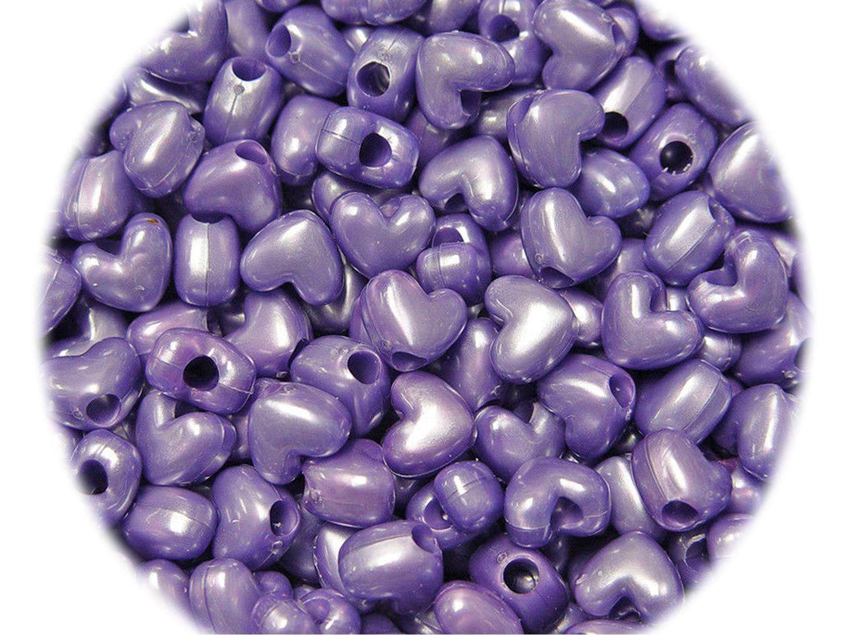 Lt Purple Pearl Heart Shaped Pony Beads for Jewelry Making - DIY Bracelet & Necklace Craft Supplies (Made in USA) - Perfect for Kids Valentine's Day, School Projects & Handmade Gifts | JL-0112-S by InnaBest