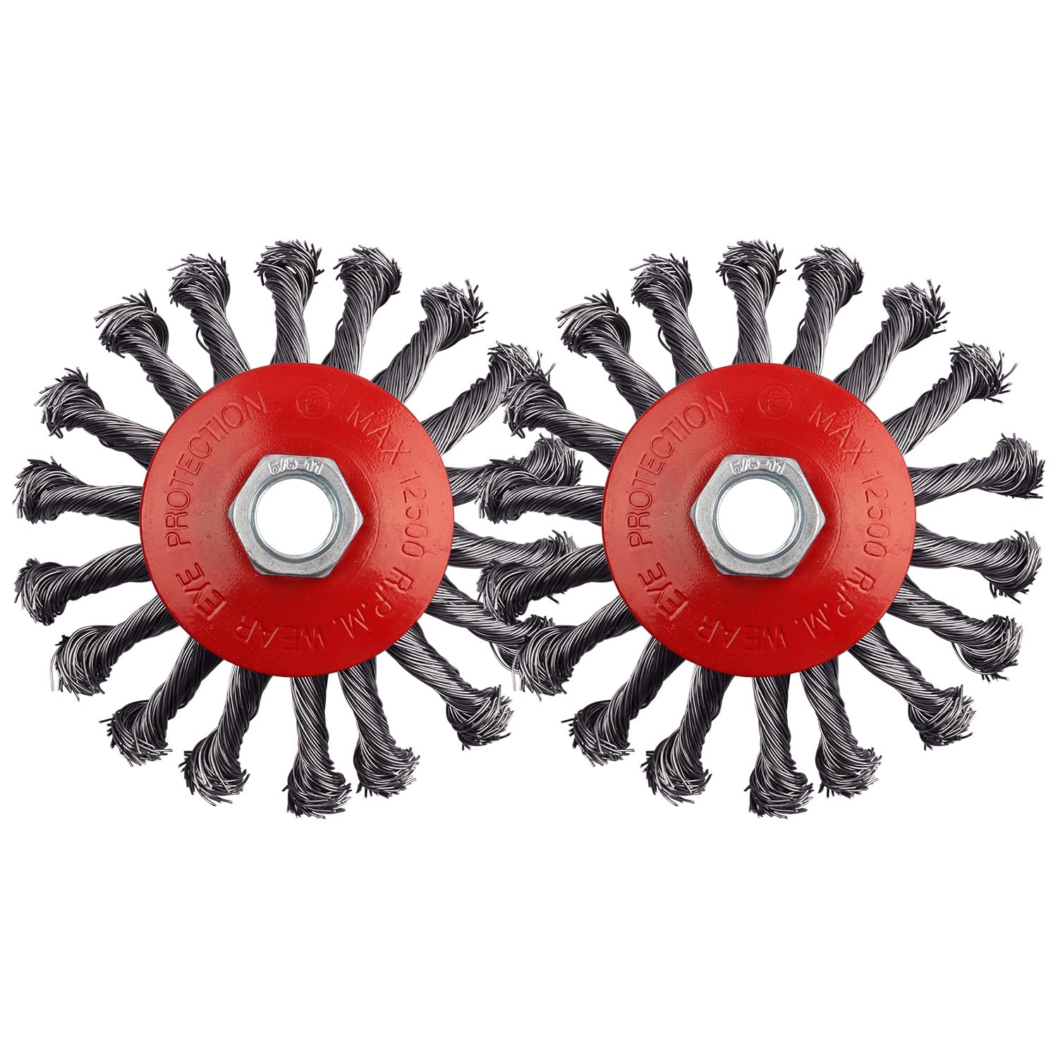 4.5 Inch Twist Knotted Wire Wheel for 4 1/2 Angle Grinder - 2 Pack with 5/8-11 Threaded Arbor - Perfect for Rust Removal, Metal Cleaning & Surface Preparation