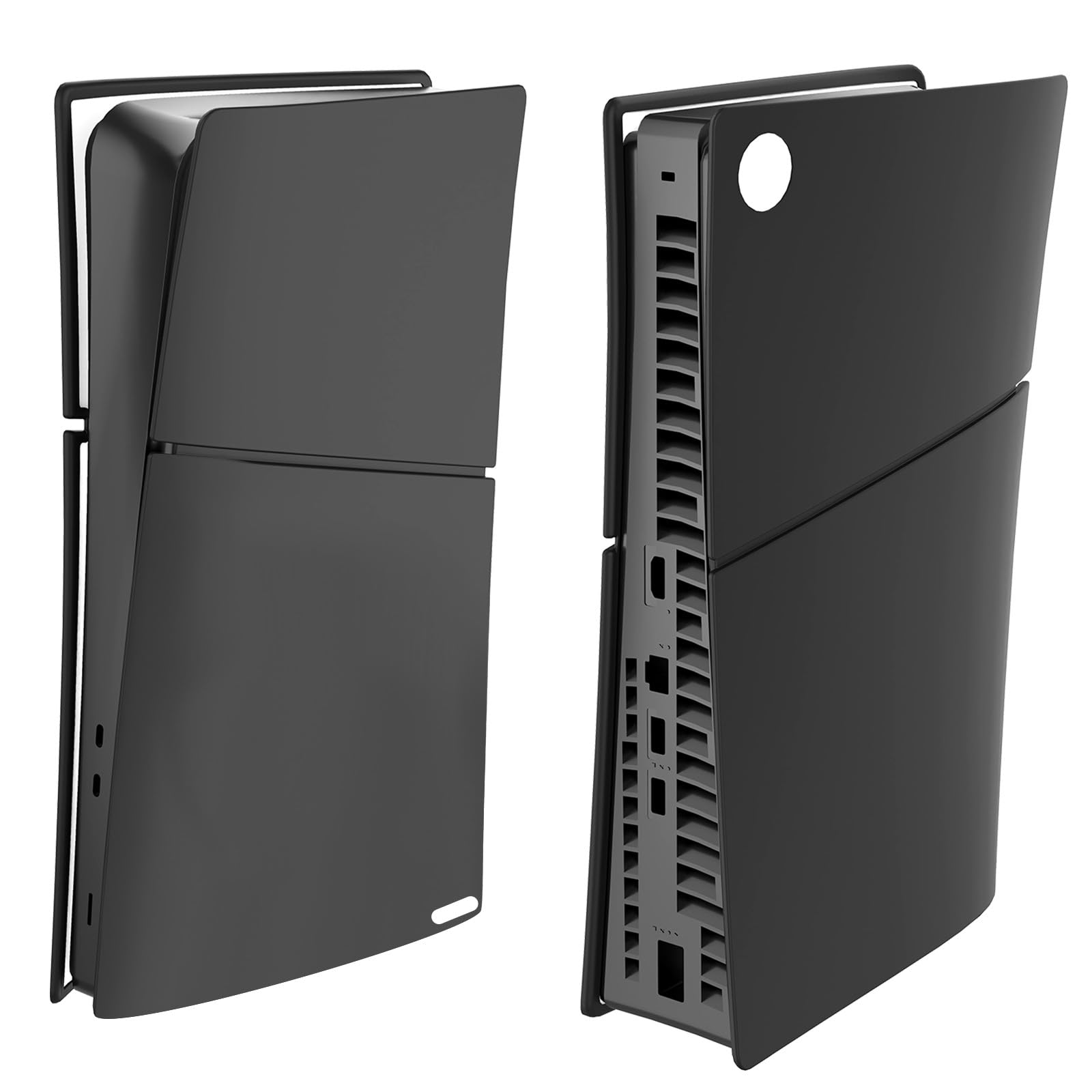 PS5 Slim Silicone Protective Cover for PlayStation 5 Slim Console - Dustproof Case for Digital Edition (Black) - Perfect for Gaming Protection & Travel Use