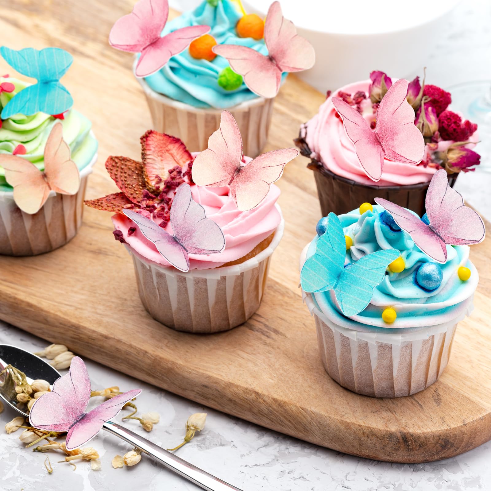 48 Pcs Edible Purple Butterfly Cake Toppers - Decorative Cupcake Toppers for Birthday Parties, Baby Showers & Wedding Cakes | Perfect for DIY Cake Decorating & Sweet Table Displays