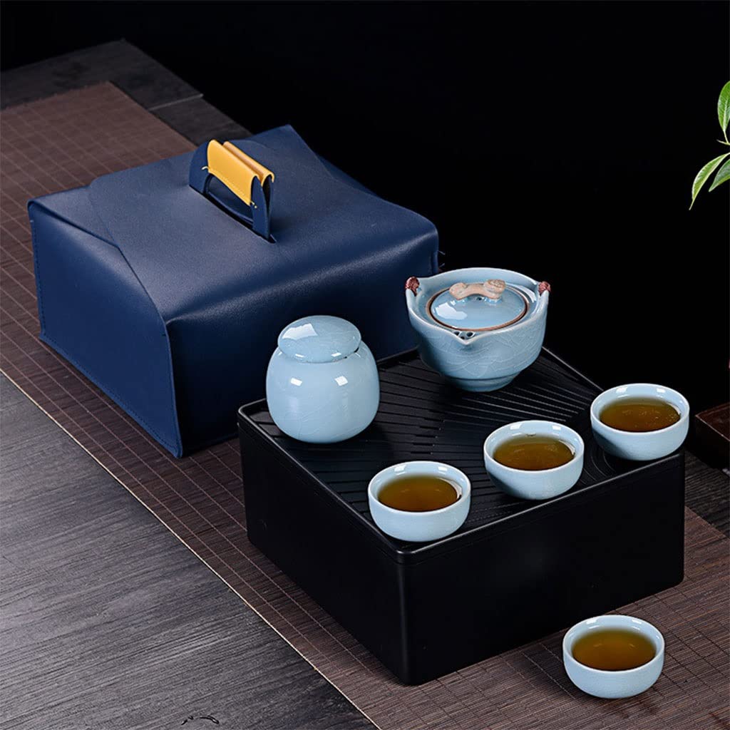 Premium Square Bamboo Tea Tray - Chinese Gongfu Tea Serving Platter for Home, Office & Teahouse - Includes Travel Bag (Color B) - Perfect for Tea Ceremonies, Gift Giving & Zen Decor