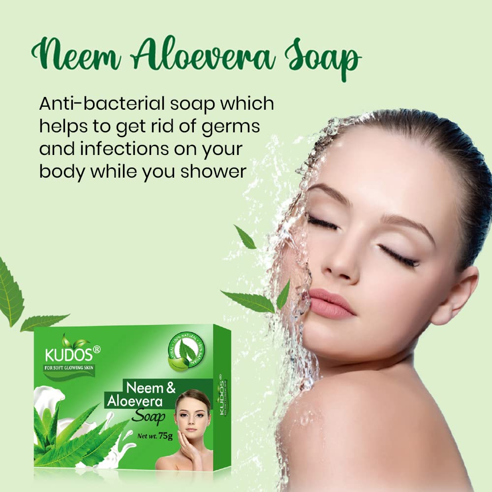 Natural Antiseptic & Moisturizing Bath Soap with Aloe Vera & Neem - 75g for Smooth, Soft & Nourished Skin | Pack of 4 | Ideal for Daily Cleansing, Acne-Prone Skin & Sensitive Skin Care