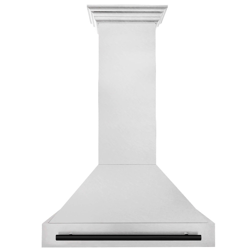 ZLINE Autograph Edition 36 Inch Stainless Steel Wall Mount Range Hood with Matte Black Handle - Professional Kitchen Ventilation for Home Chefs (8654SNZ 36 MB) | Perfect for Modern Kitchens & Open Concept Homes
