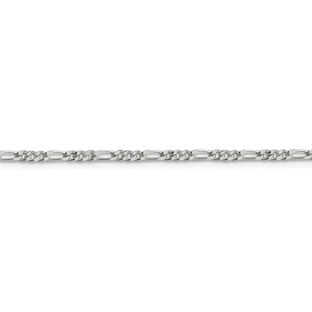 Sterling Silver 2.5mm Figaro Chain Anklet - Elegant Black Bow for Women