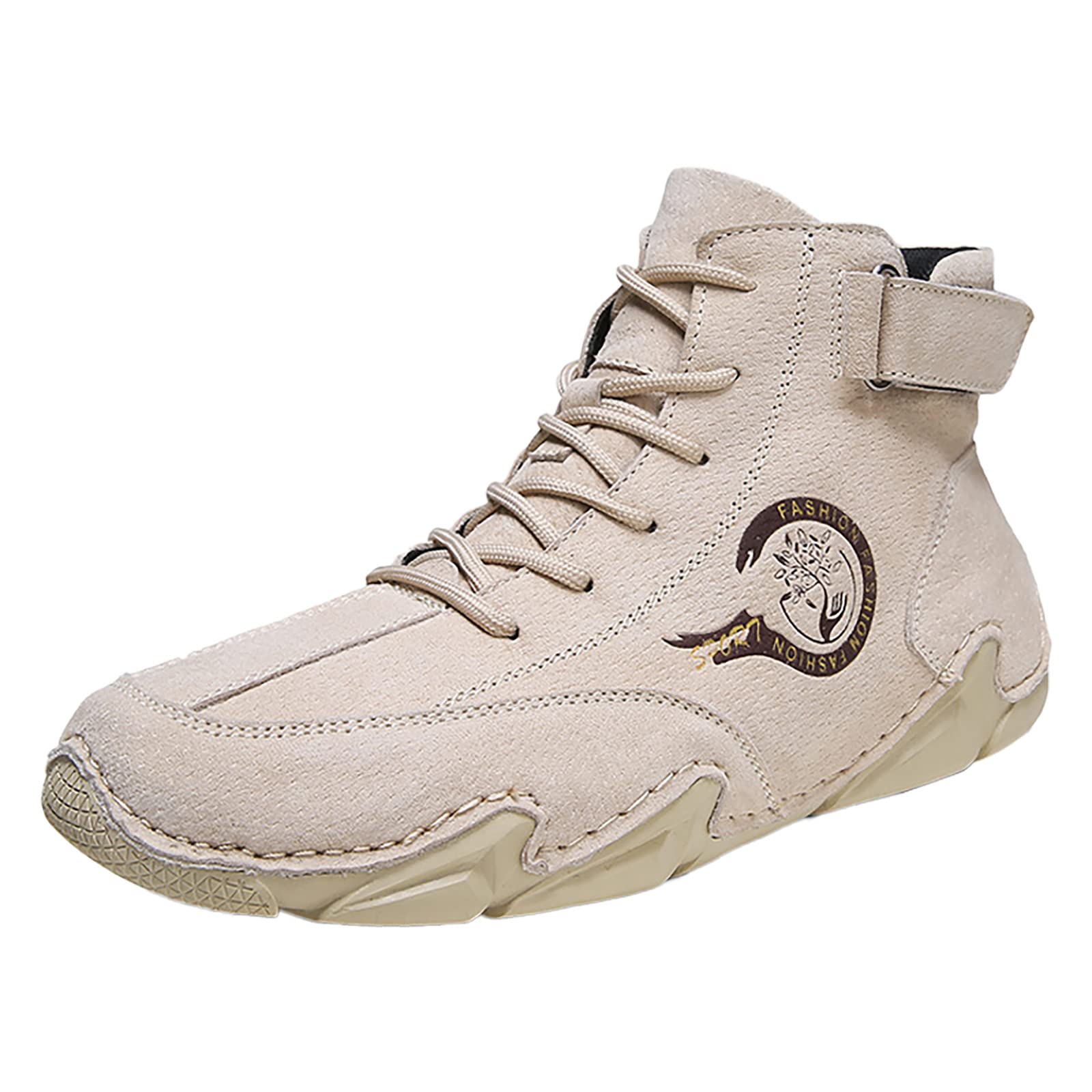 Men's High Top Leather Sports Shoes - Korean Style Spring & Autumn Trainers for Running & Casual Wear | Durable Short Boots for Gym, Workout & Daily Use