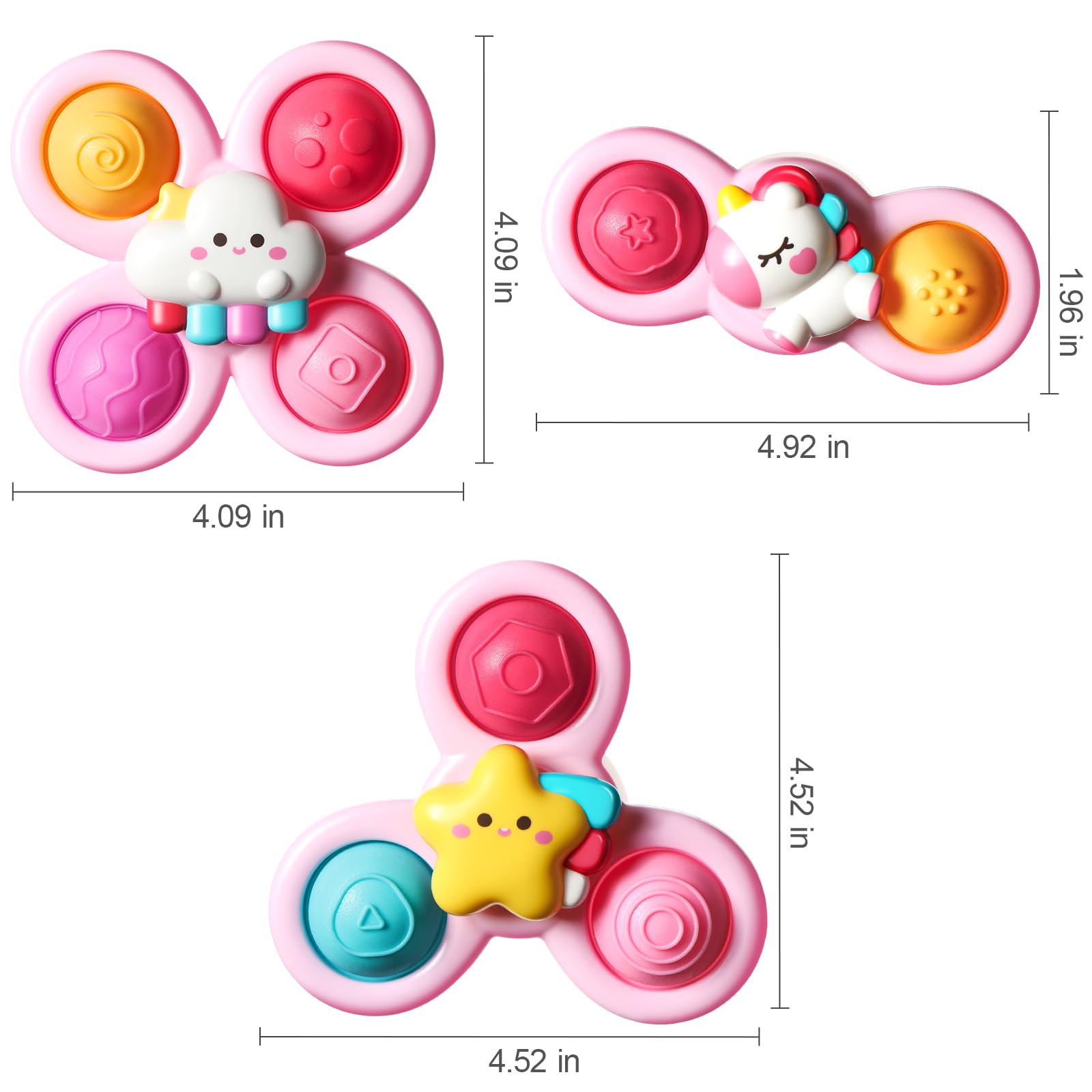 ALASOU 3PCS Pop Suction Cup Spinner Toys for Toddlers 1-3 Years - Sensory Bath Toys & Novelty Spinning Tops for 1 Year Old Boys Girls - Perfect Baby Shower Gift & 12-18 Month Birthday Present - Fun Learning Toy for Bathtime, Playtime & Early Childhood Development