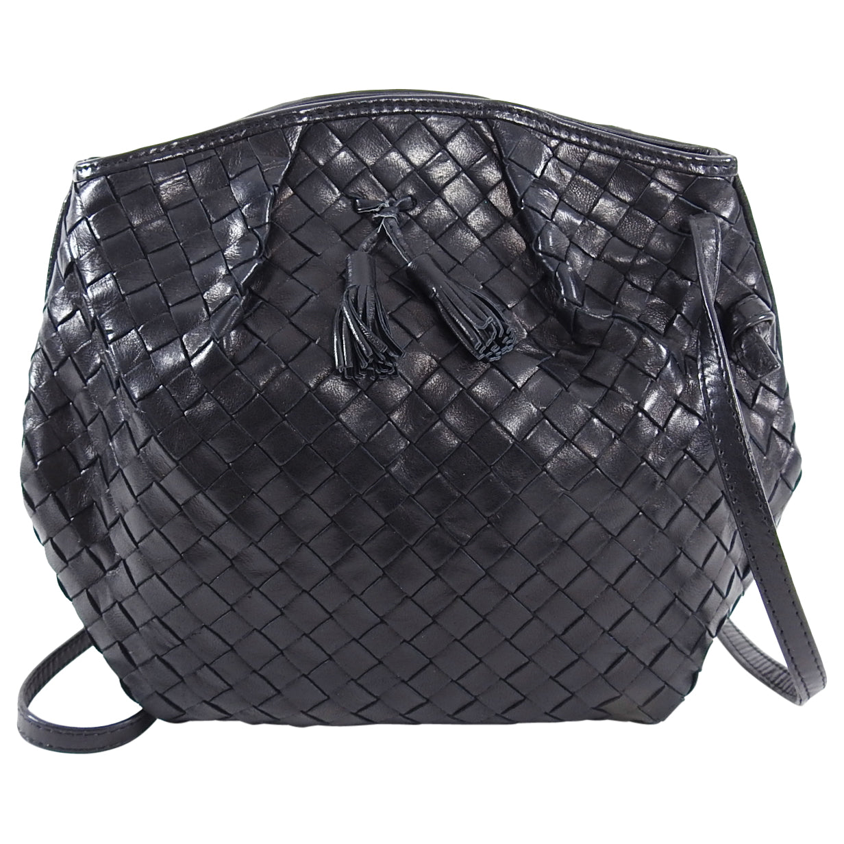Bottega Veneta Vintage Black Intrecciato Leather Angular Crossbody Bag - Stylish & Durable for Women's Everyday Use, Work & Travel