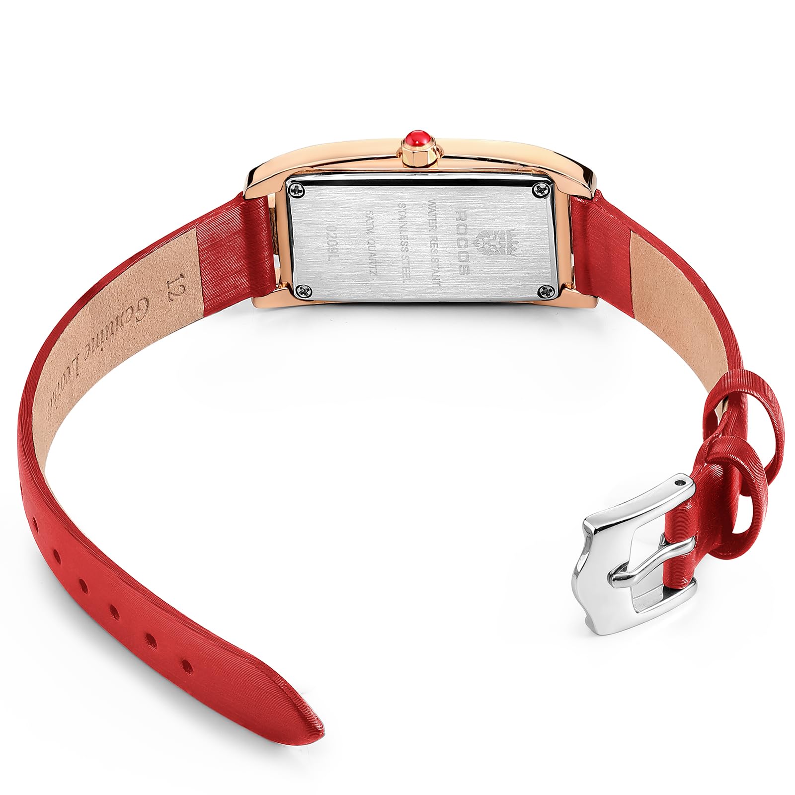 Elegant Women's Fashion Watch with Green/Red Dial & Leather Strap - Quartz Analog Dress Watch, Waterproof & Diamond Accent - Perfect for Office, Party & Casual Wear (Model RW0209S)