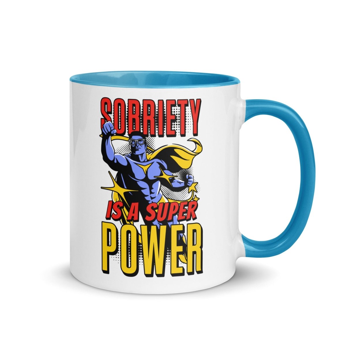 Empowering Sobriety Superpower Comic Mug with Vibrant Colors - Perfect for Coffee, Tea & Motivational Gifts for Recovery & Daily Inspiration
