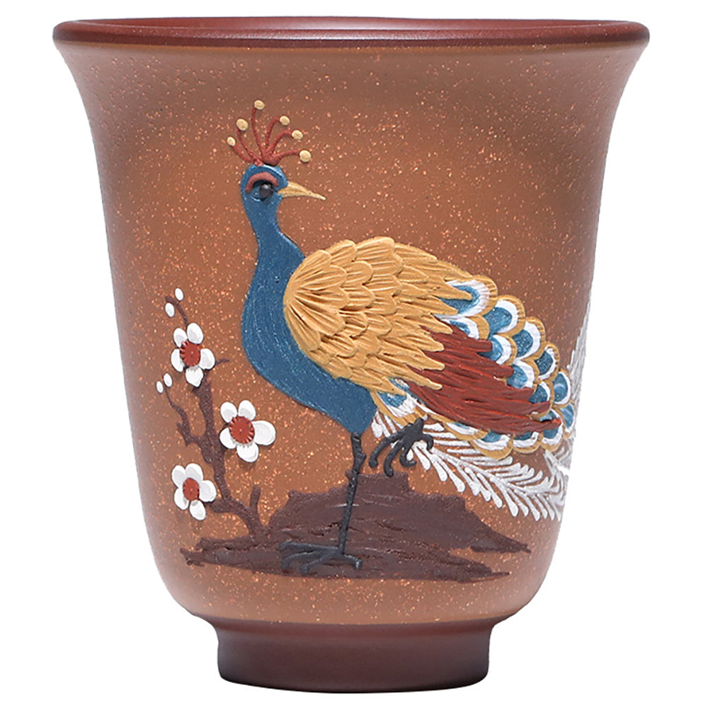 Handmade Purple Clay Peacock Gongfu Tea Cup - Traditional Chinese Ceramic Teacup for Oolong & Pu-erh Tea - Perfect for Tea Ceremonies & Gifting