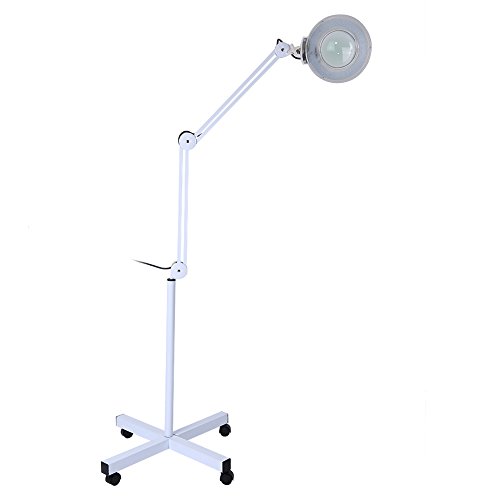 Adjustable Height LED Magnifying Floor Lamp with Stand - Flexible Gooseneck for Facials, Eyelash Extensions & Makeup | Professional Esthetician Lighting for Salon, Spa & Home Beauty Stations