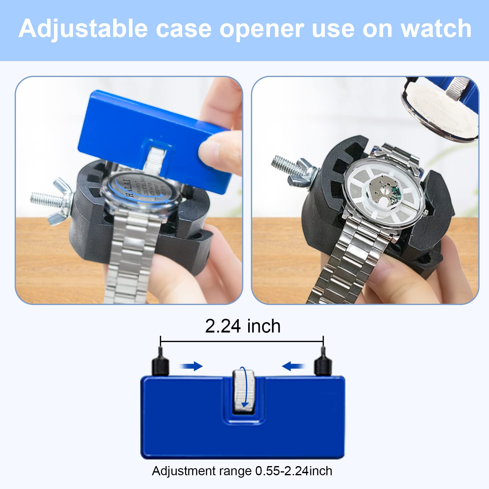 Professional Watch Battery Replacement Tool Kit - Adjustable Case Opener, Tweezers & Screwdriver Set for Watch Repair | Perfect for DIY Watch Back Removal & Maintenance at Home or Workshop