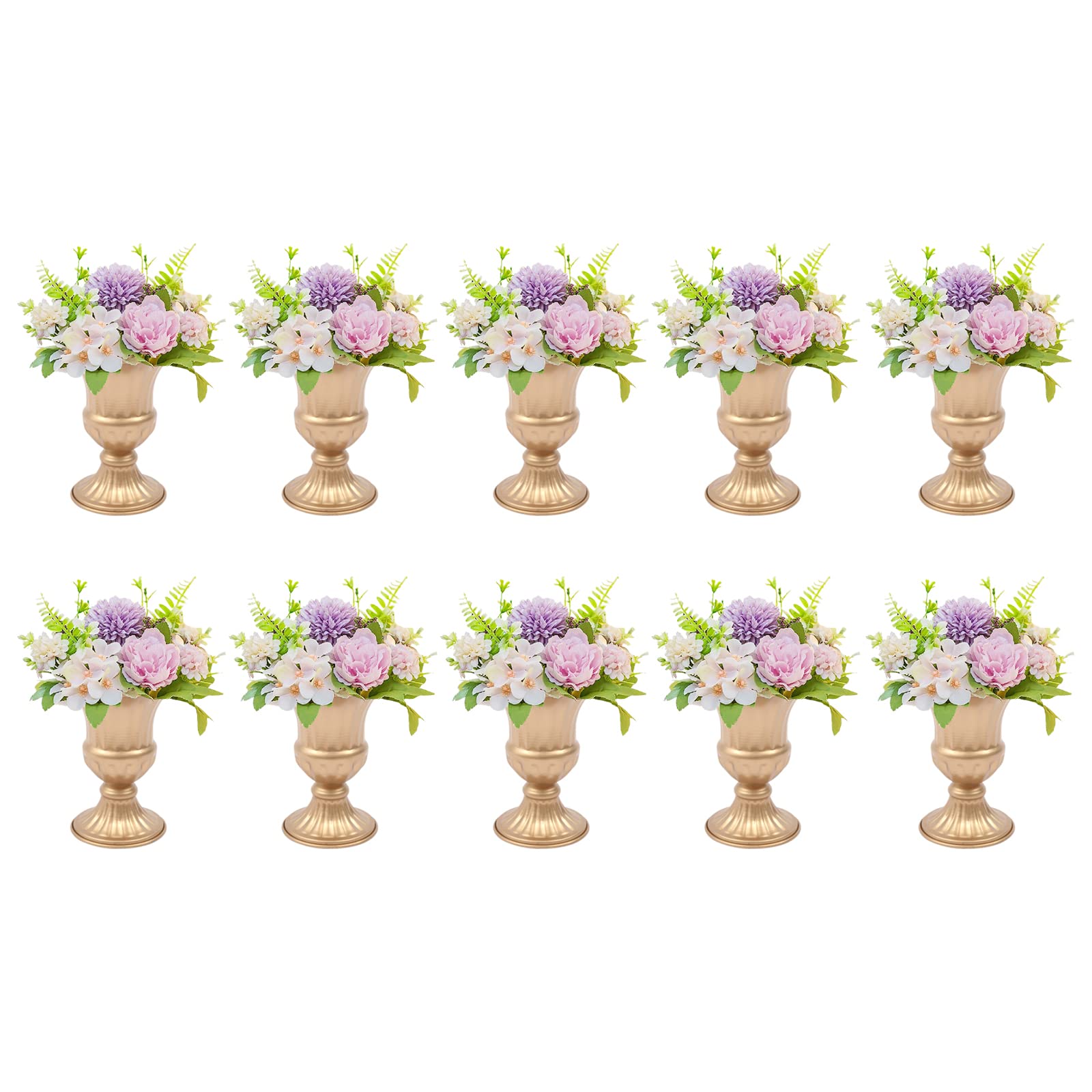 10 Pcs Gold Metal Urn Vases for Wedding Centerpieces - 5.12