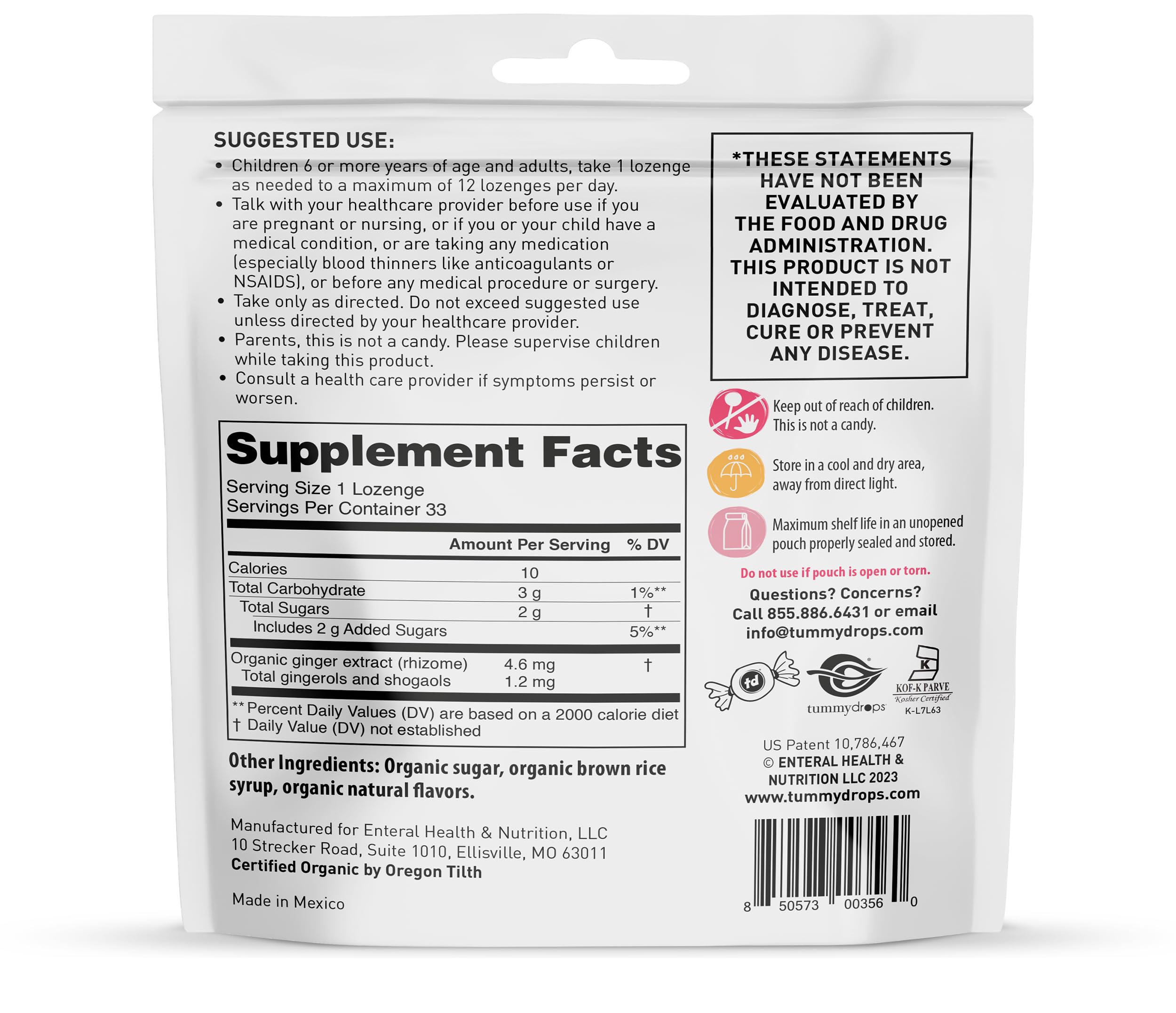 USDA Organic Enchanted Spice Intense Ginger Tummydrops - Gluten Free & Vegan Ginger Lozenges (33 Count) - Natural Digestive Support for Nausea Relief & Motion Sickness - Perfect for Travel, Pregnancy & Wellness