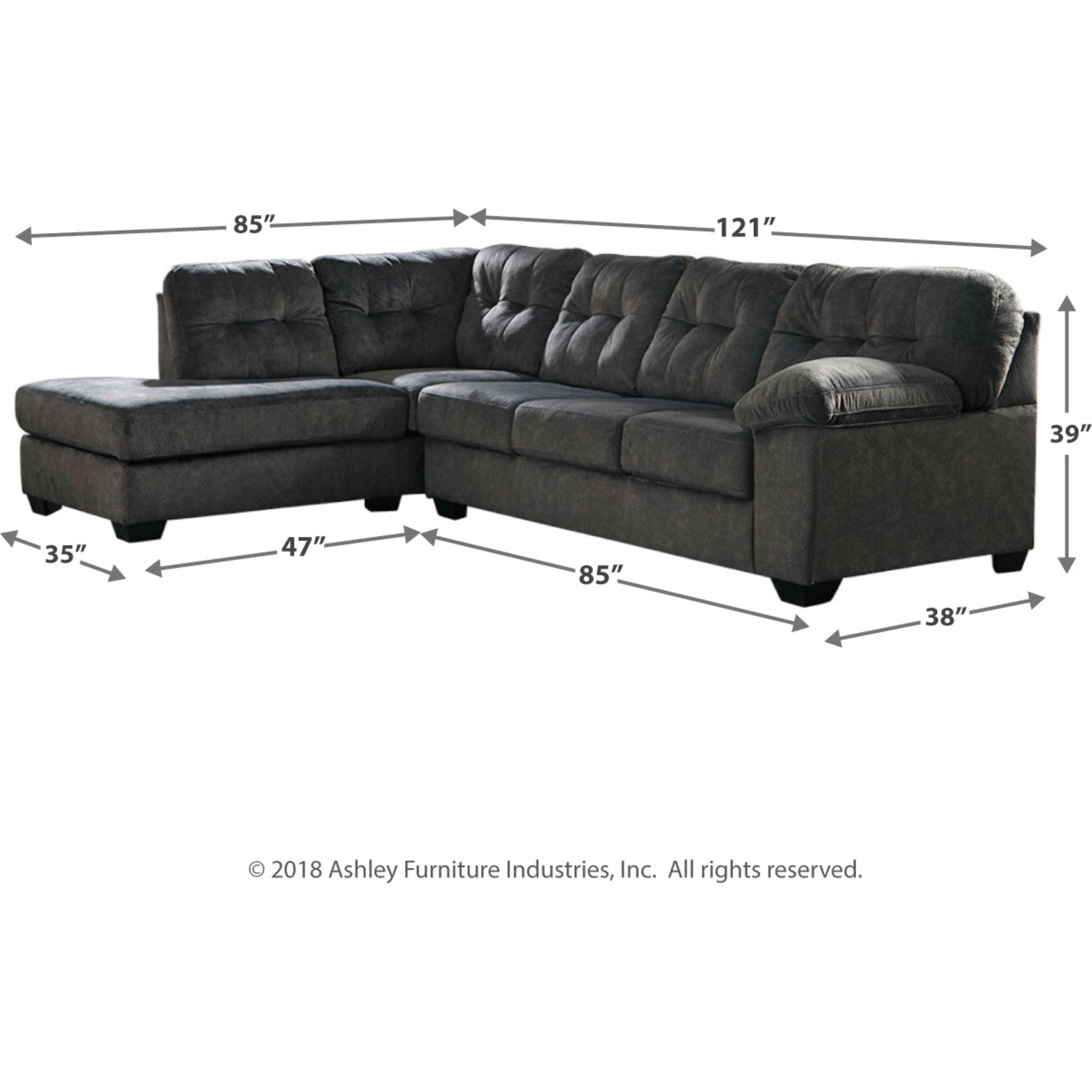 Accrington 2-Piece Sectional Sofa with Chaise Lounge - Modern L-Shaped Couch for Living Room, Family Room & Apartment